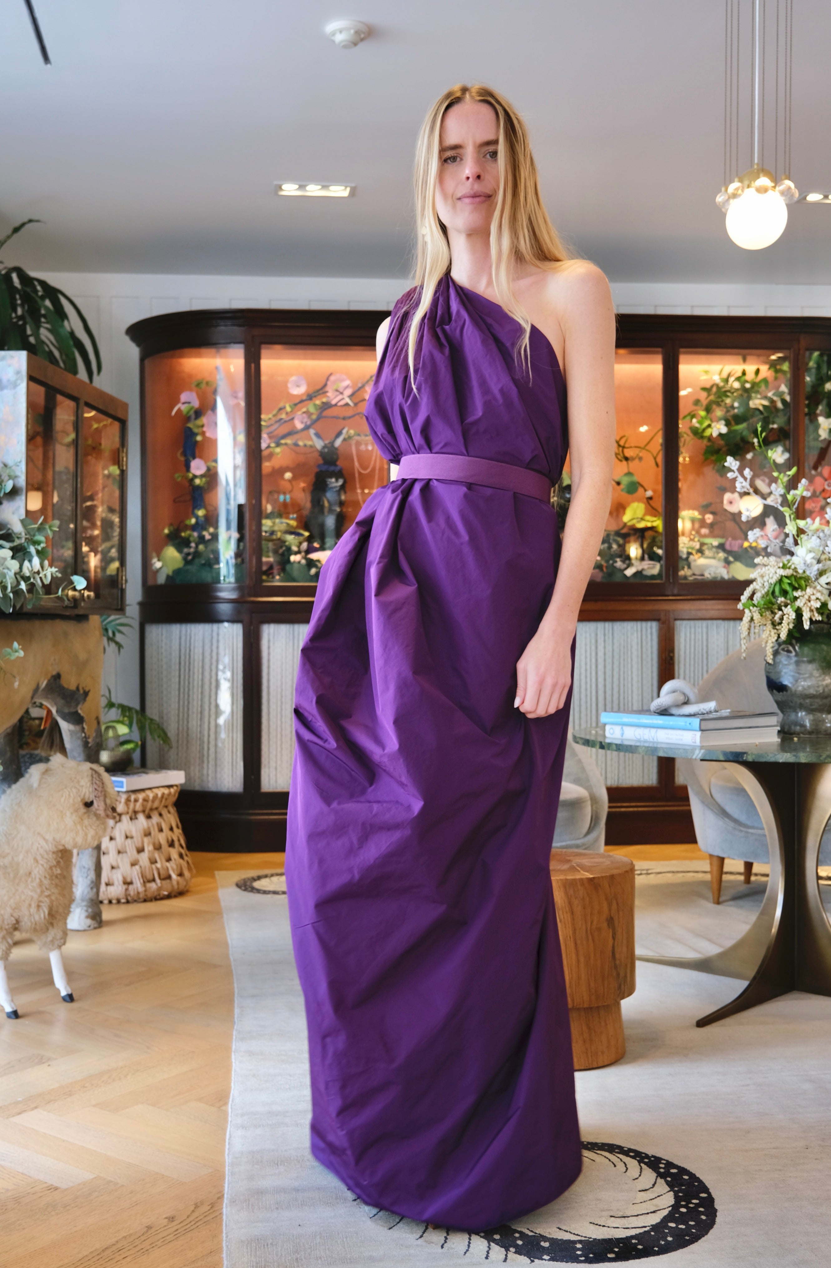 MAISON RABIH KAYROUZ | ONE SHOULDER TAFFETA LONG DRESS