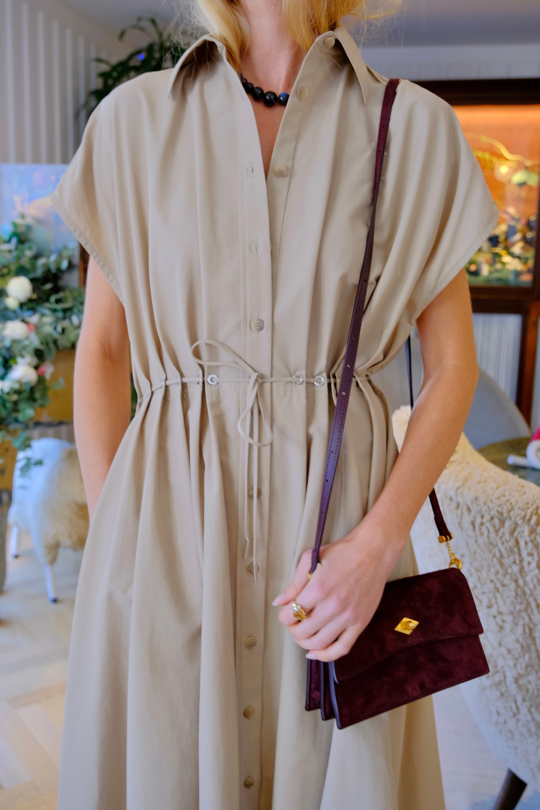 BRANDON MAXWELL | EYELET WAIST BLAKE DRESS