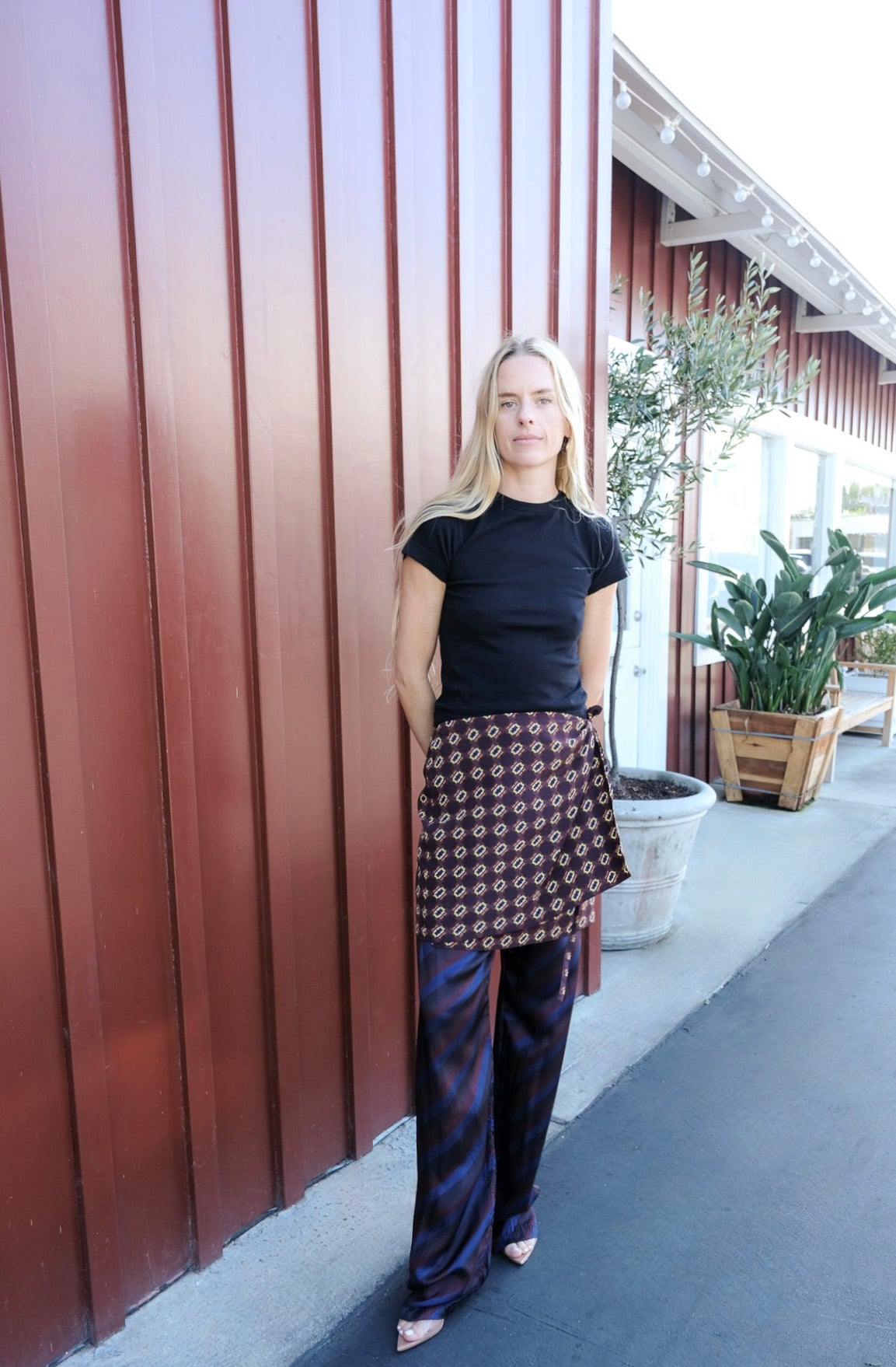 DRIES VAN NOTEN | STRIPE PRINTED PANTS WITH TIE