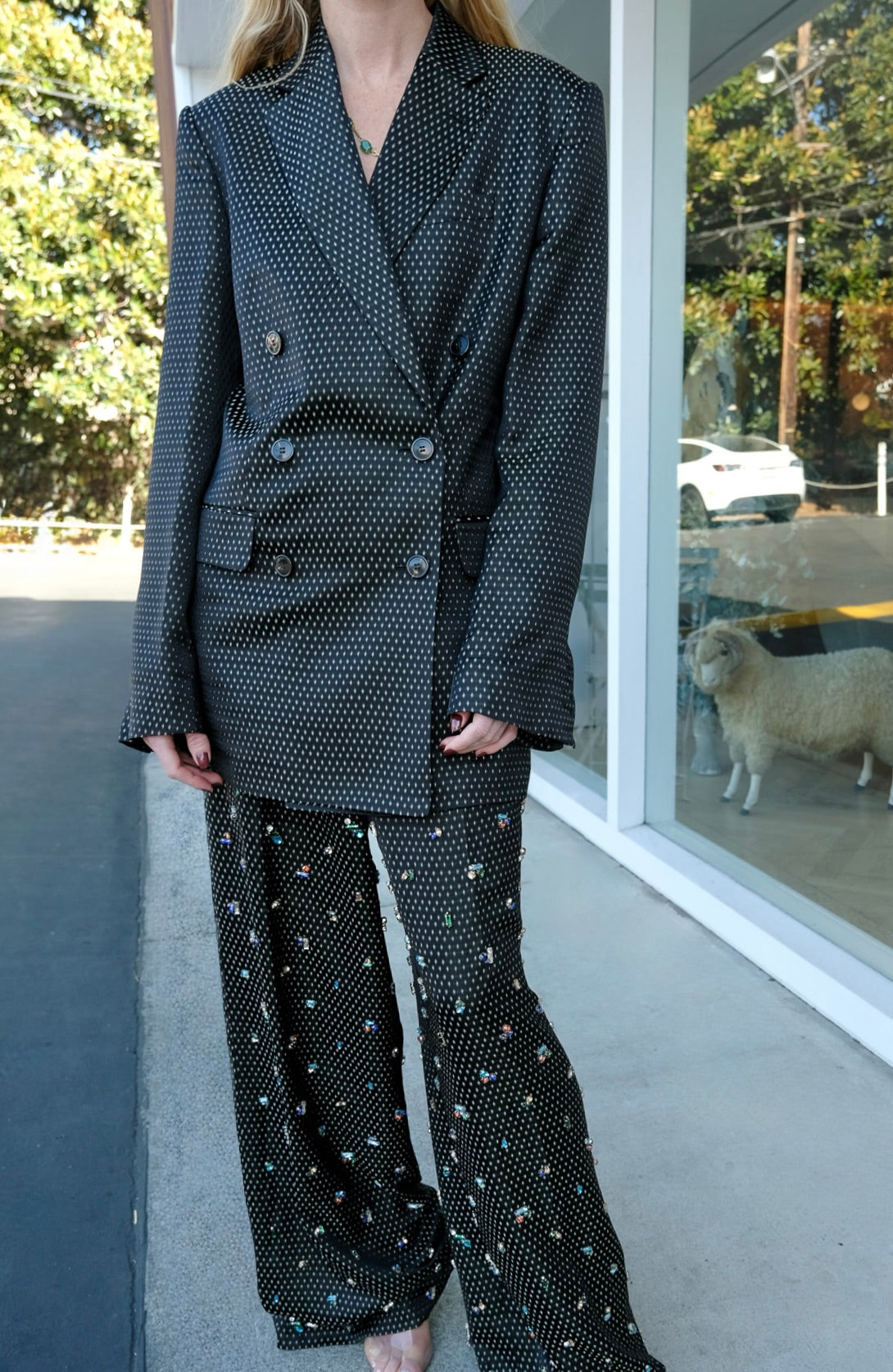 DRIES VAN NOTEN | TIE MOTIF JACQUARD BLAZER JACKET