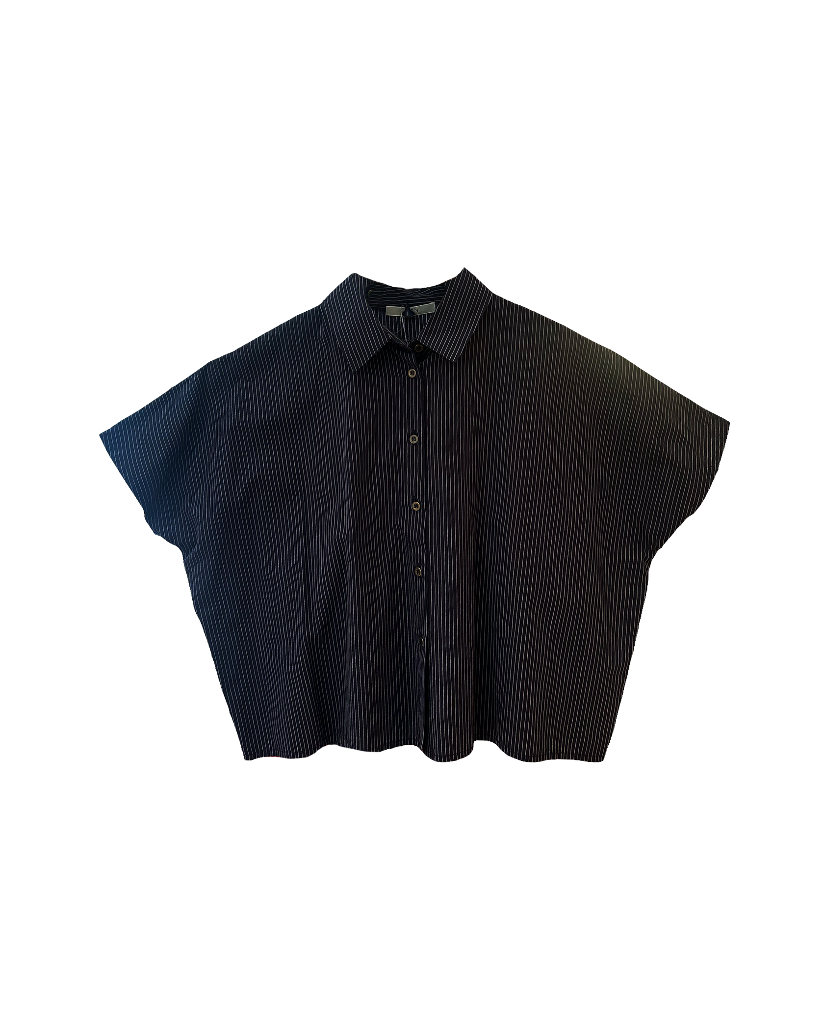 DUSAN | SHORT SLEEVE COTTON STRIPED CROPPED BLOUSE