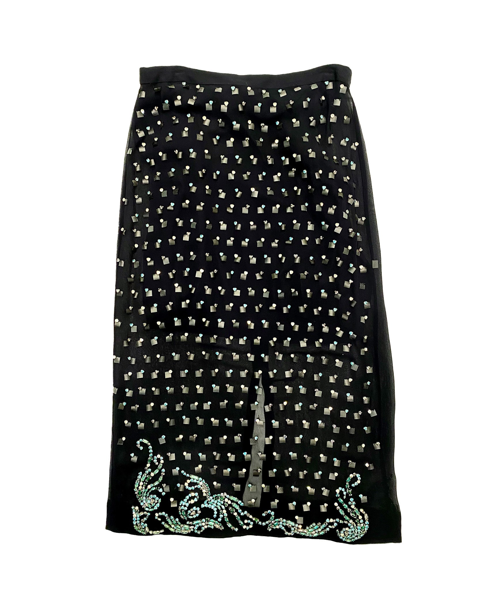 DRIES VAN NOTEN | EMBROIDERED ORGANZA MIDI SKIRT