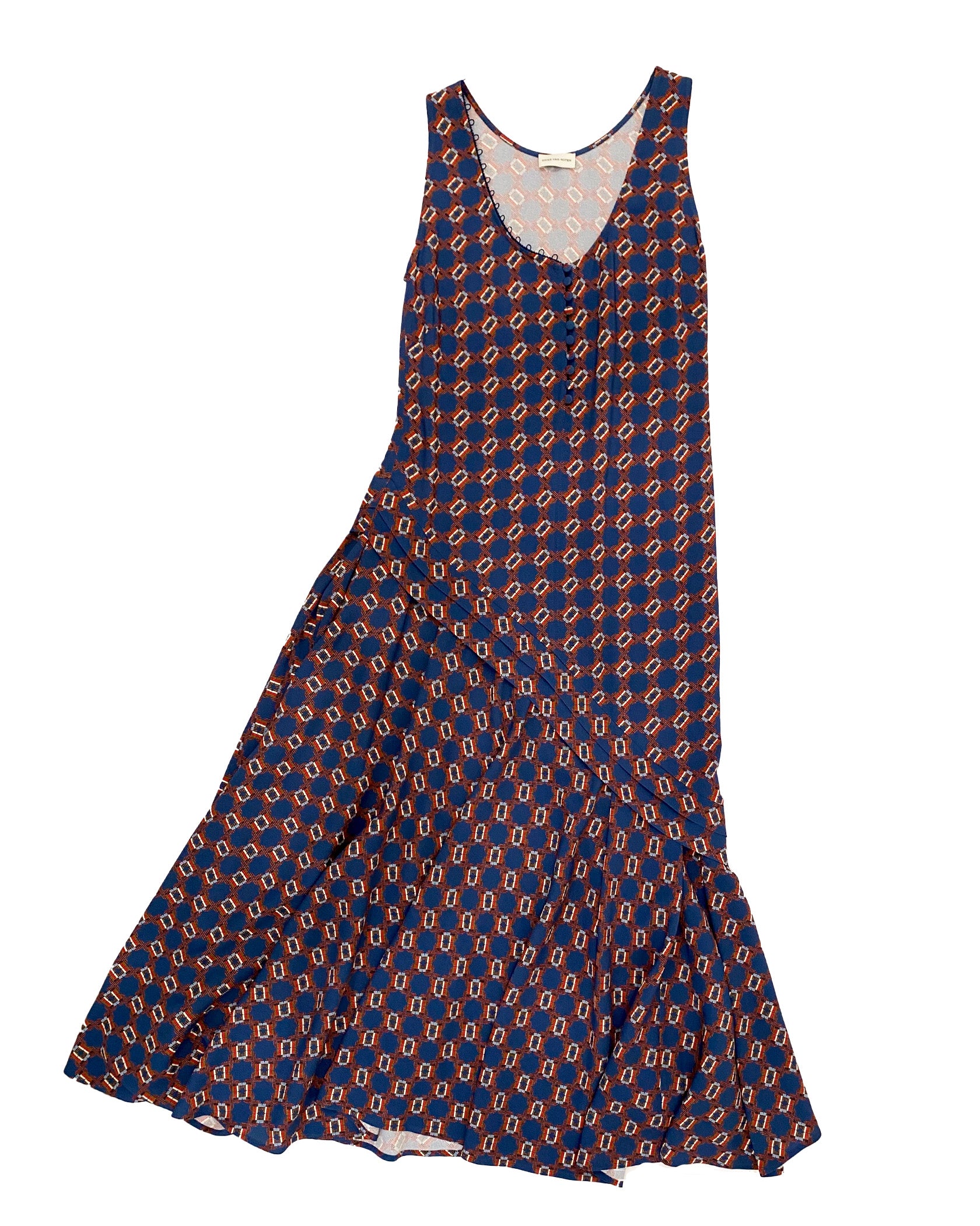 DRIES VAN NOTEN | SCOOP NECK PRINTED MIDI DRESS