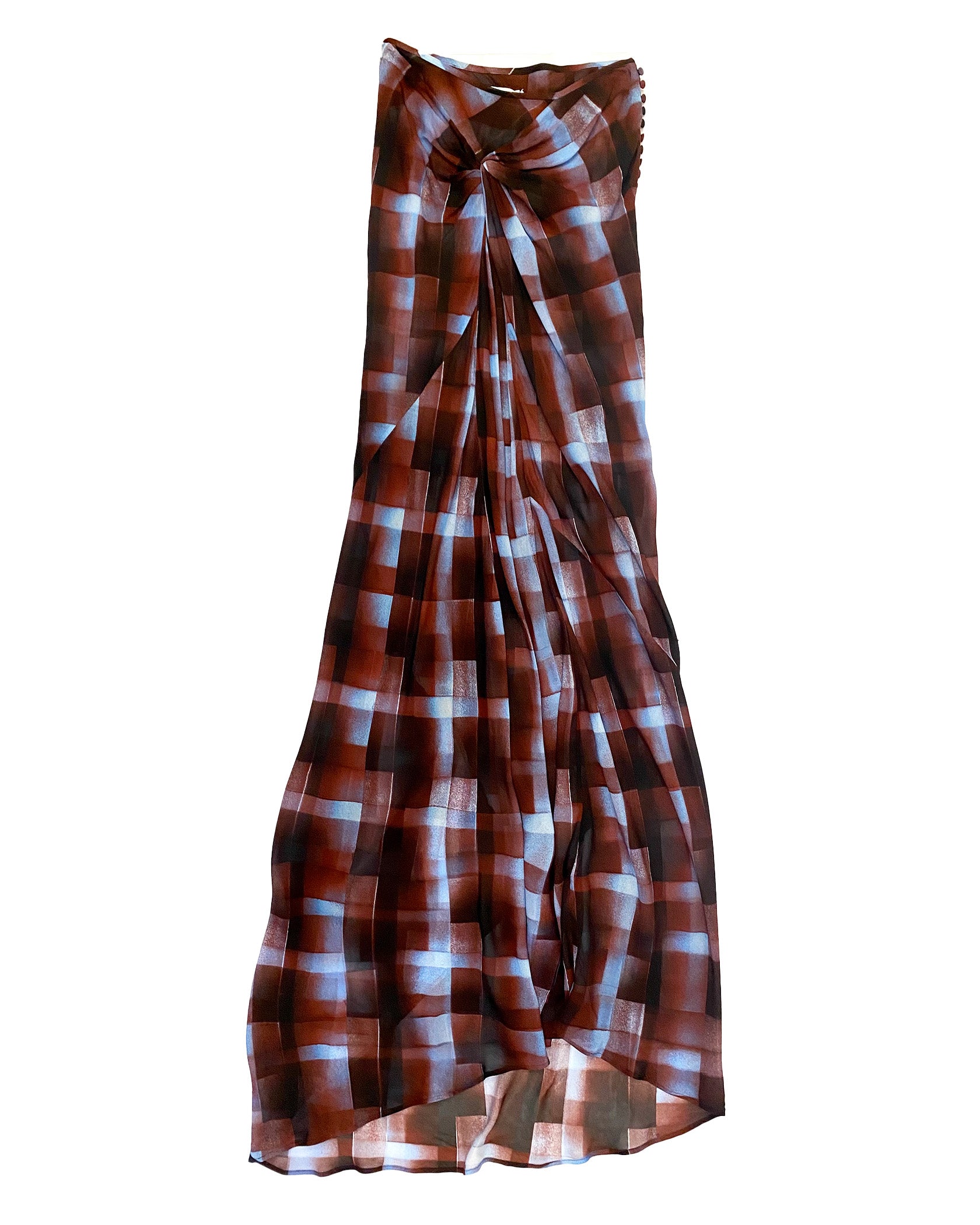 DRIES VAN NOTEN | CHECK GEORGETTE MAXI SKIRT