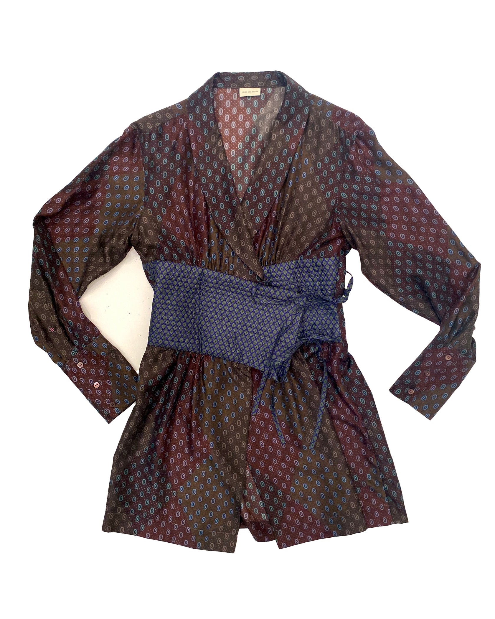 DRIES VAN NOTEN | ARGYLE PRINT SHORT KIMONO TOP
