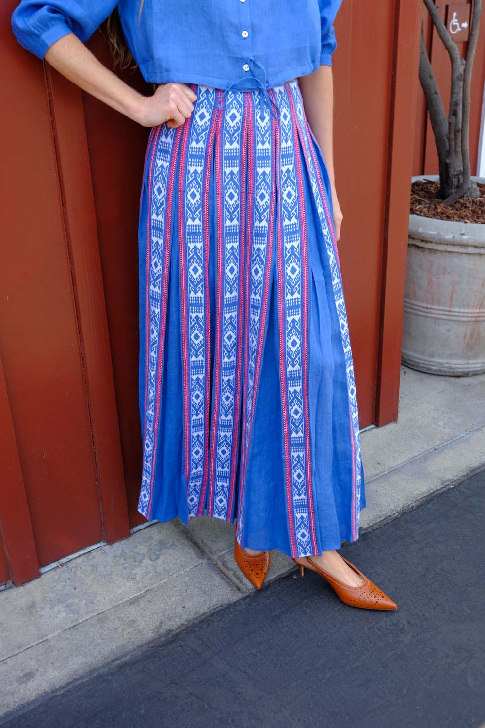 EMPORIO SIRENUSE | BLUE HORIZON AURELIA MIDI SKIRT | WOMEN'S LUXURY DESIGNER CLOTHING, JEWELRY & ACCESSORIES | CAPITOL CHARLOTTE, NC & BRENTWOOD, CA