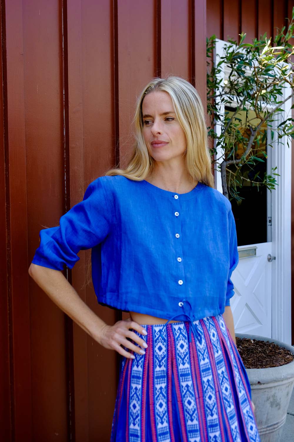EMPORIO SIRENUSE | CROPPED JINNY BLOUSE | WOMEN'S LUXURY DESIGNER CLOTHING, JEWELRY & ACCESSORIES | CAPITOL CHARLOTTE, NC & BRENTWOOD, CA