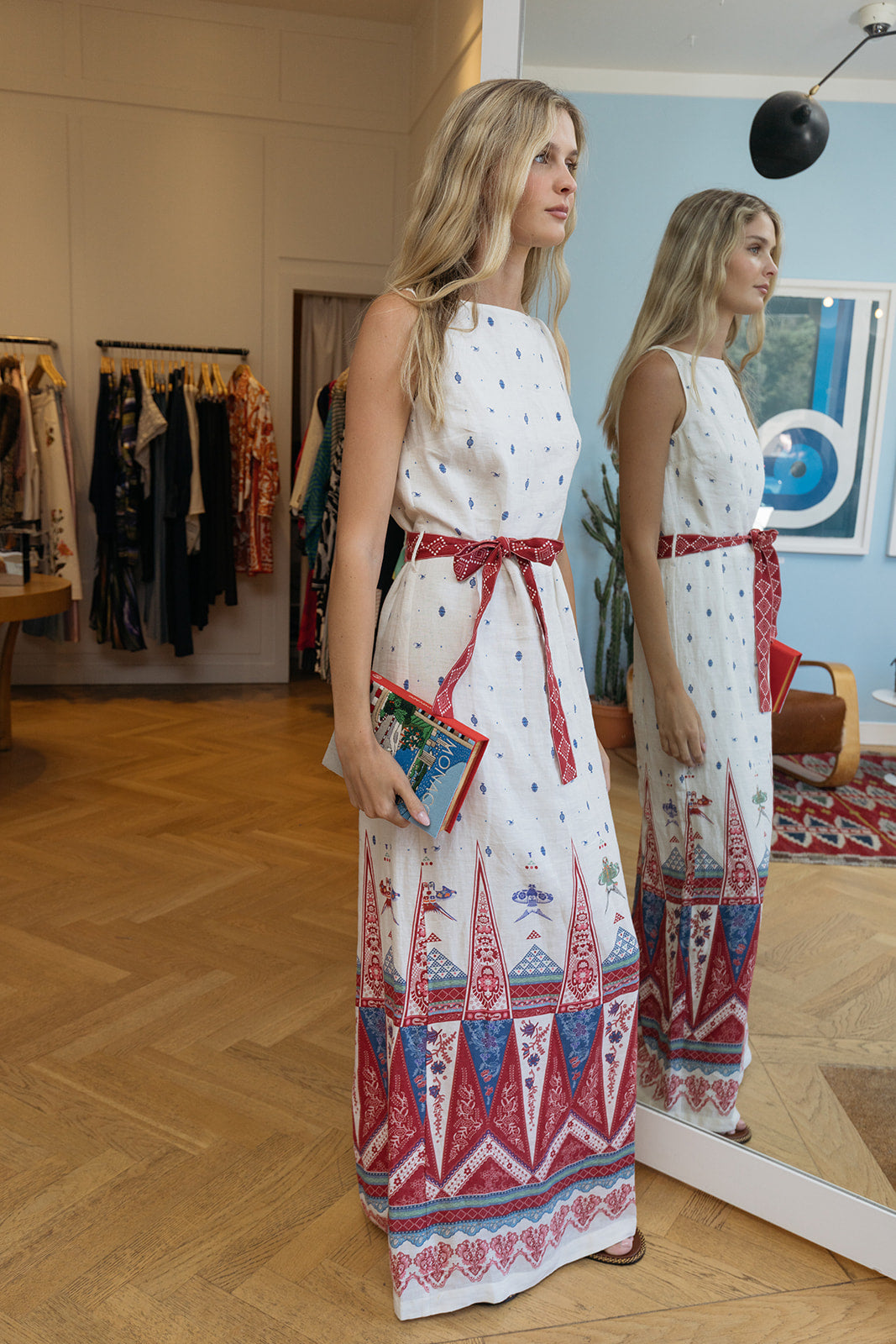 EMPORIO SIRENUSE | PRINTED KIMI KITES MIDI DRESS | WOMEN'S LUXURY DESIGNER CLOTHING, JEWELRY & ACCESSORIES | CAPITOL CHARLOTTE, NC & BRENTWOOD, CA