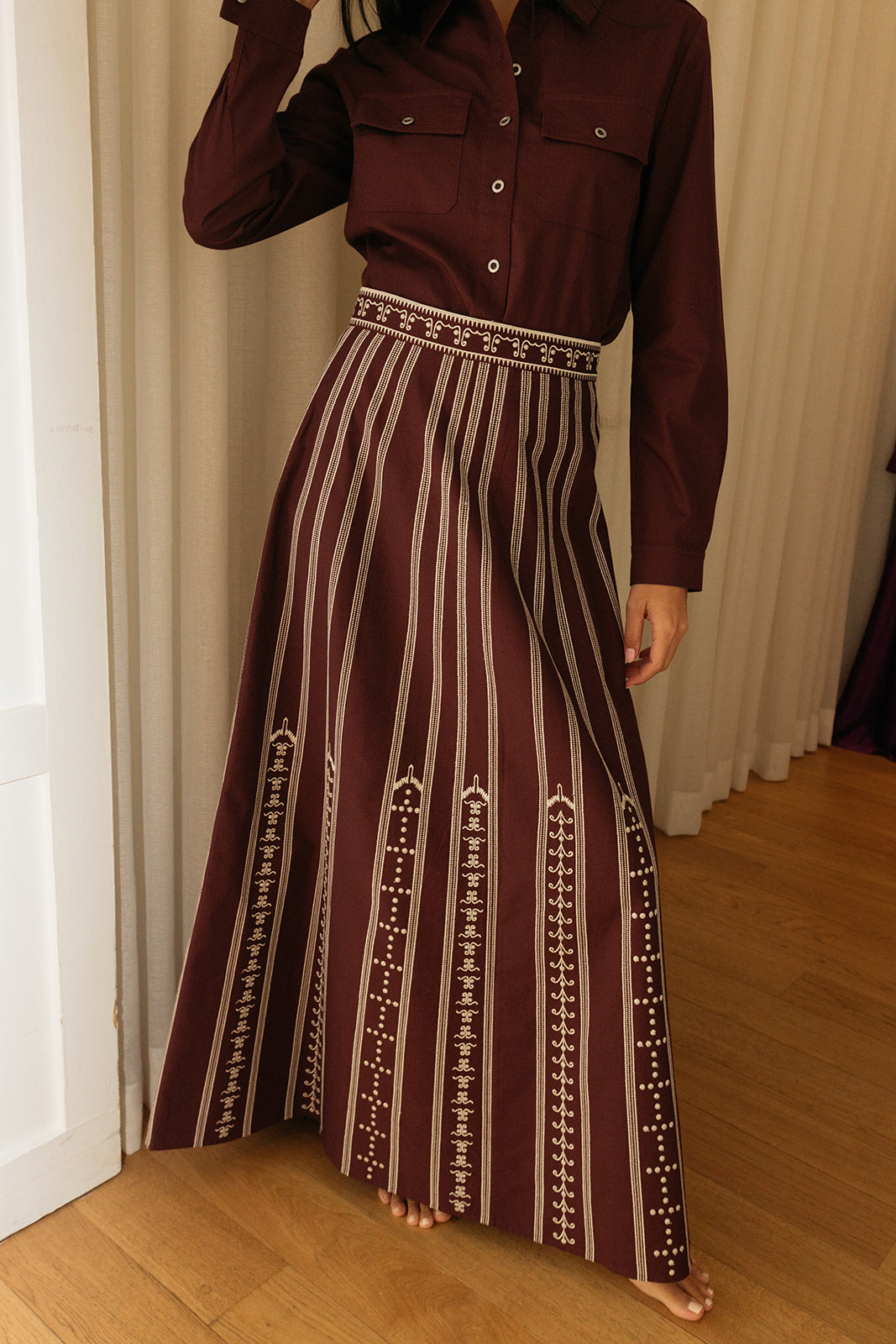EMPORIO SIRENUSE | CO EMB CAMILLE MIDI SKIRT