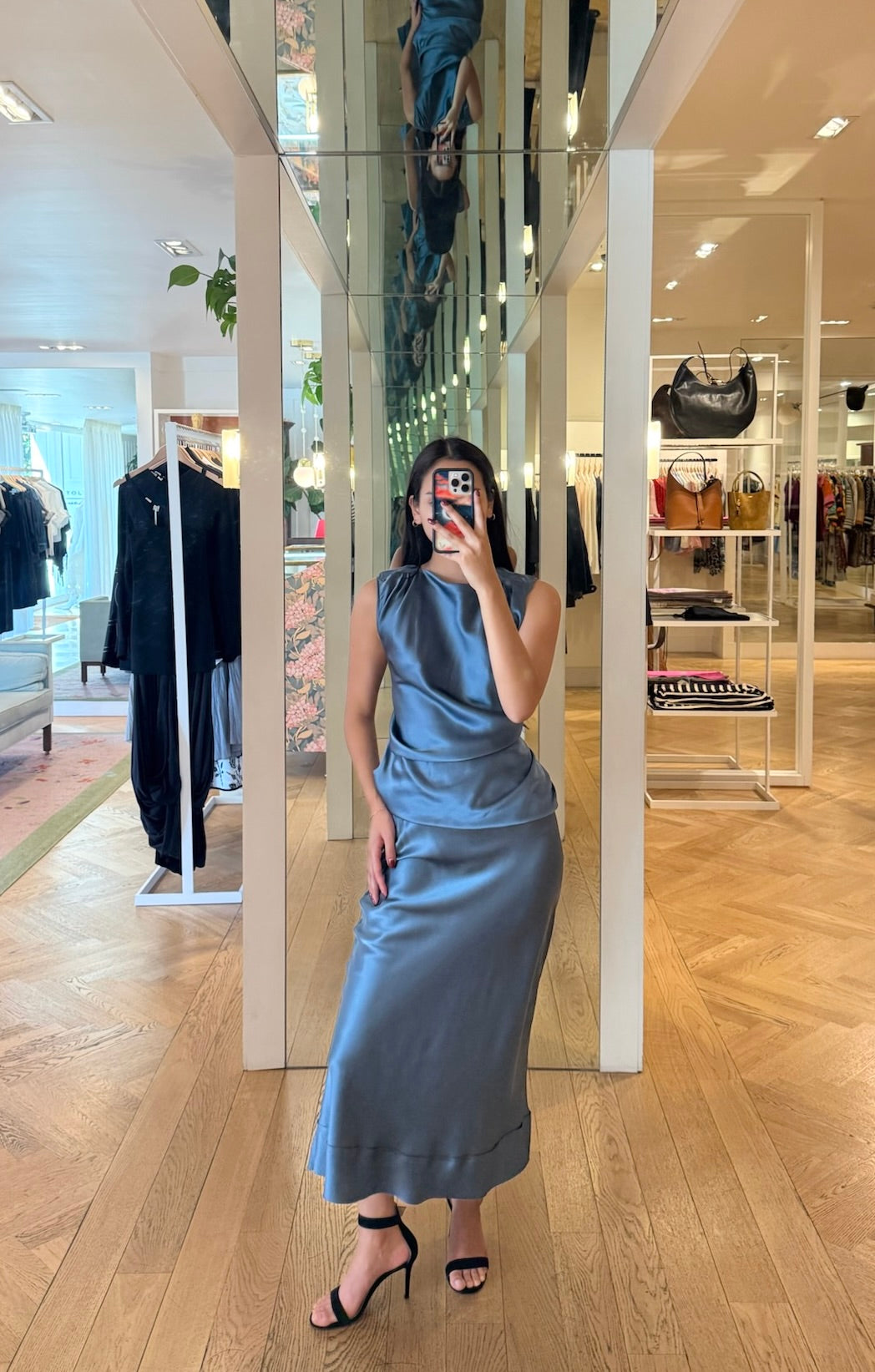 LEE MATTHEWS | SILK SATIN STELLA DRAPE TOP