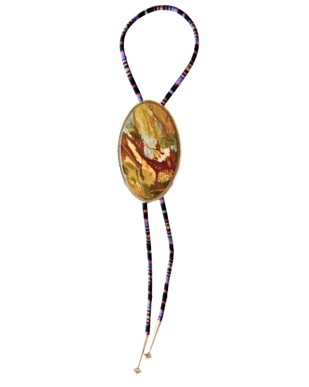 JODY CANDRIAN | ETCHED STERLING BOLO WITH APACHE DENDRITIC JASPER