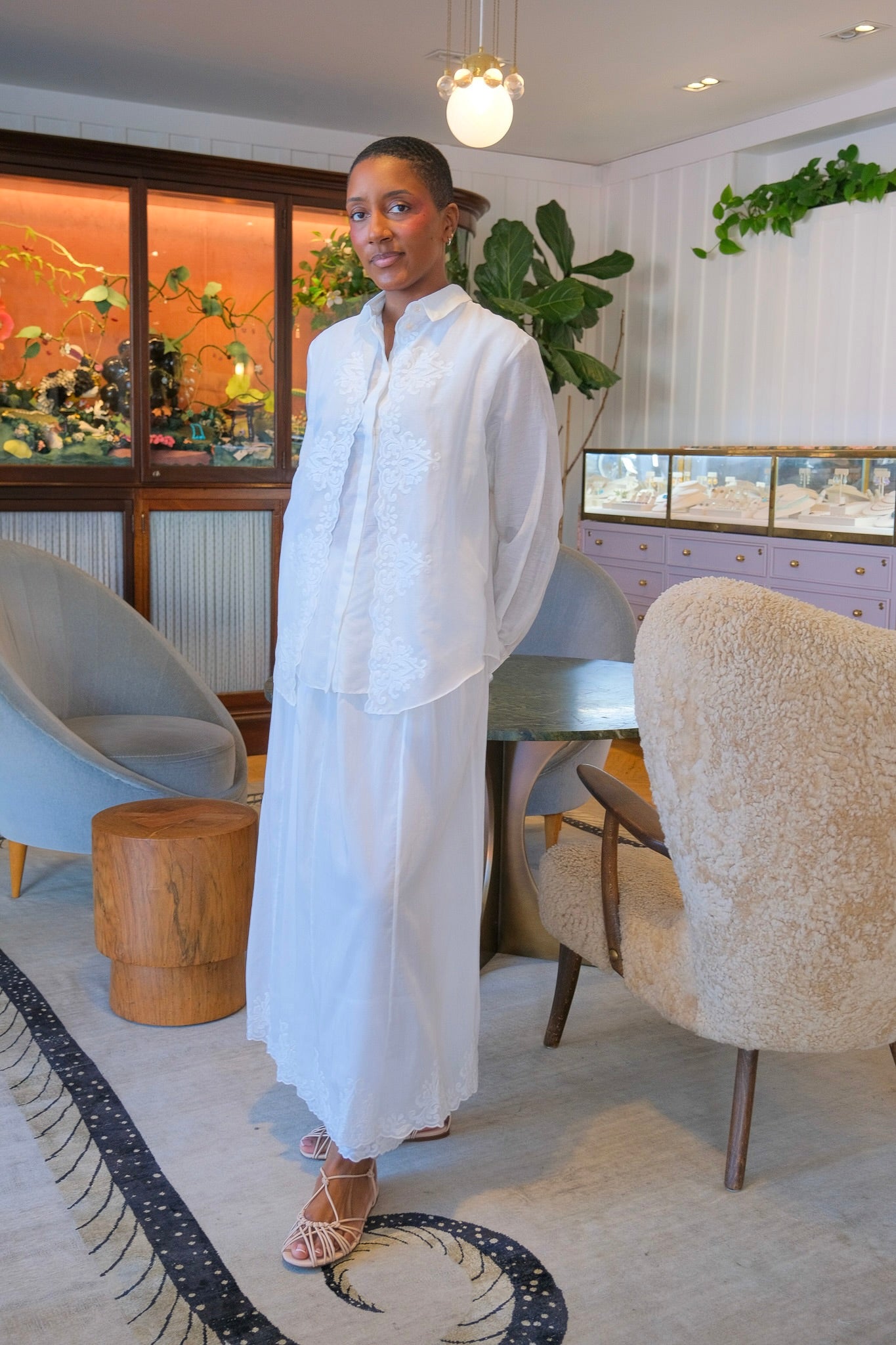 White voile skirt with lace detail from Forte Forte available in Charlotte, NC and Brentwood, CA.