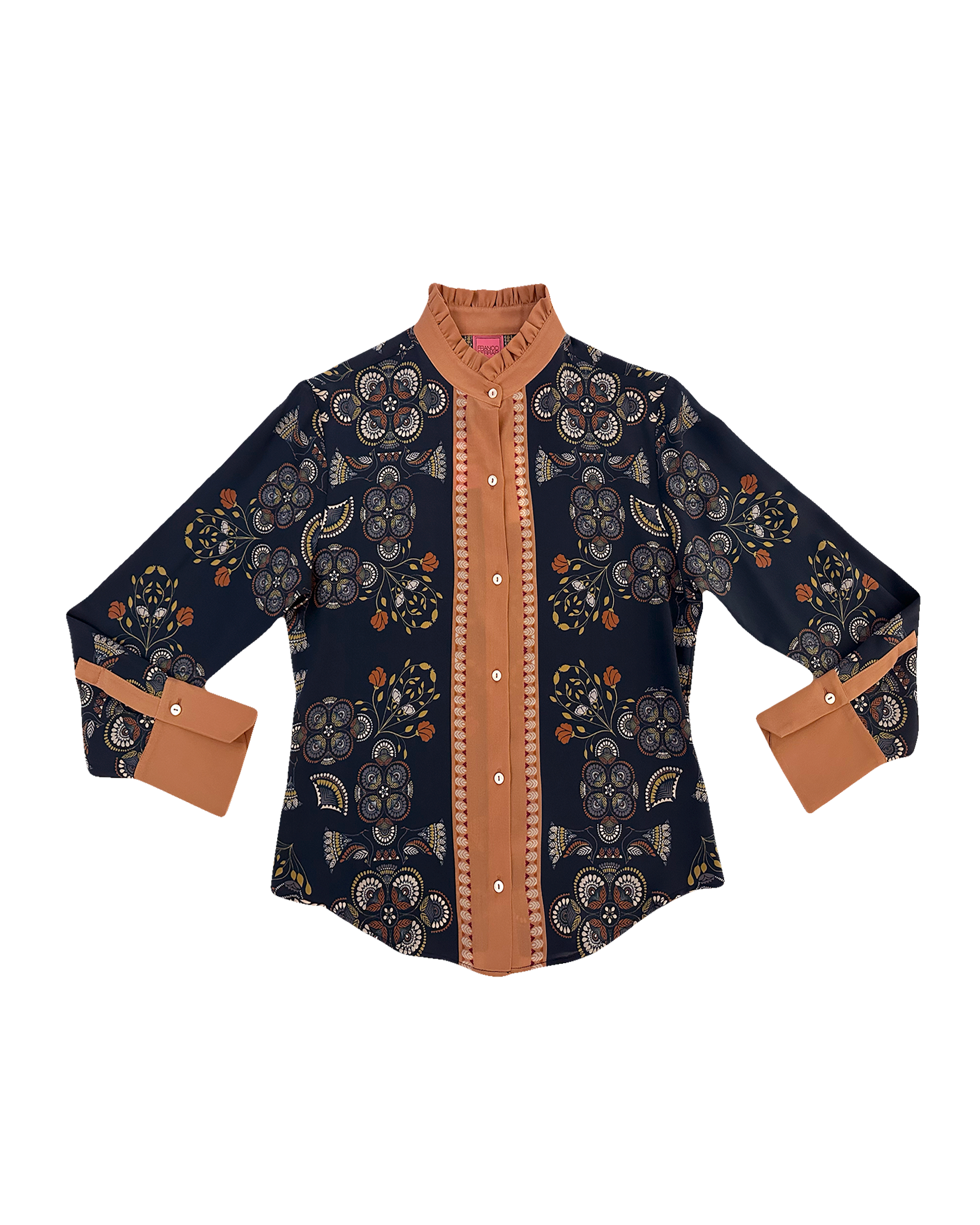 FRANCO FERRARI | LONG SLEEVE SILK PRINTED BLOUSE