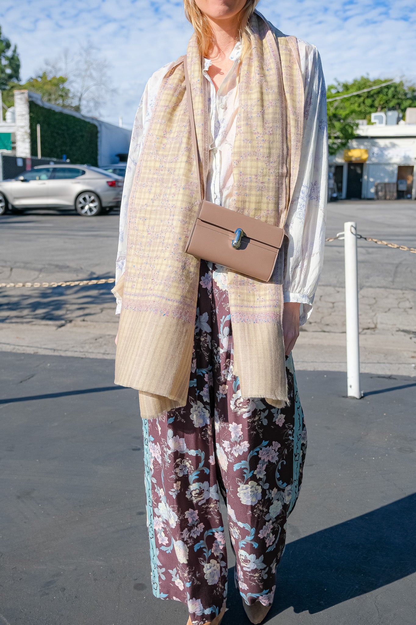 YASER SHAW | CHECK CRAWLING VINE SHAWL | WOMEN'S LUXURY DESIGNER CLOTHING, SHOES, HANDBAGS & JEWELRY | CAPITOL CHARLOTTE, NC & BRENTWOOD, CA