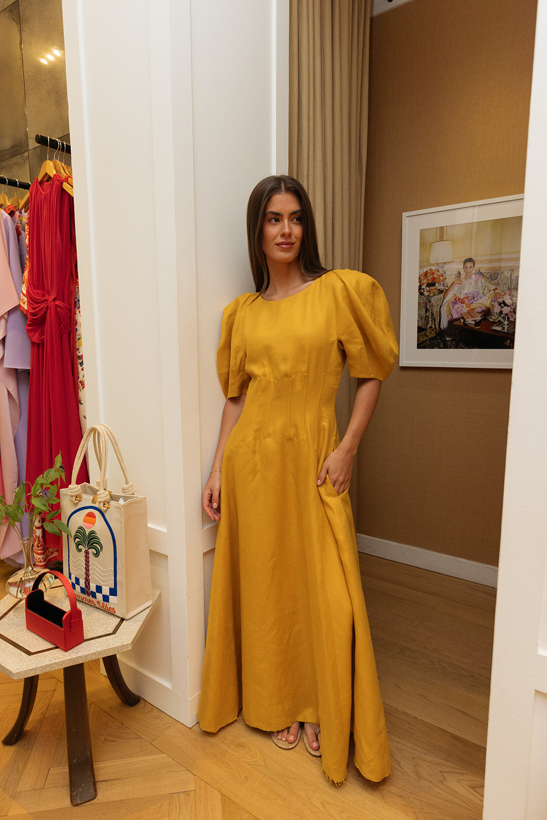 GABRIELA HEARST | RANYA MIDI DRESS | WOMEN'S LUXURY DESIGNER CLOTHING, SHOES, HANDBAGS & JEWELRY | CAPITOL CHARLOTTE, NC & BRENTWOOD, CA