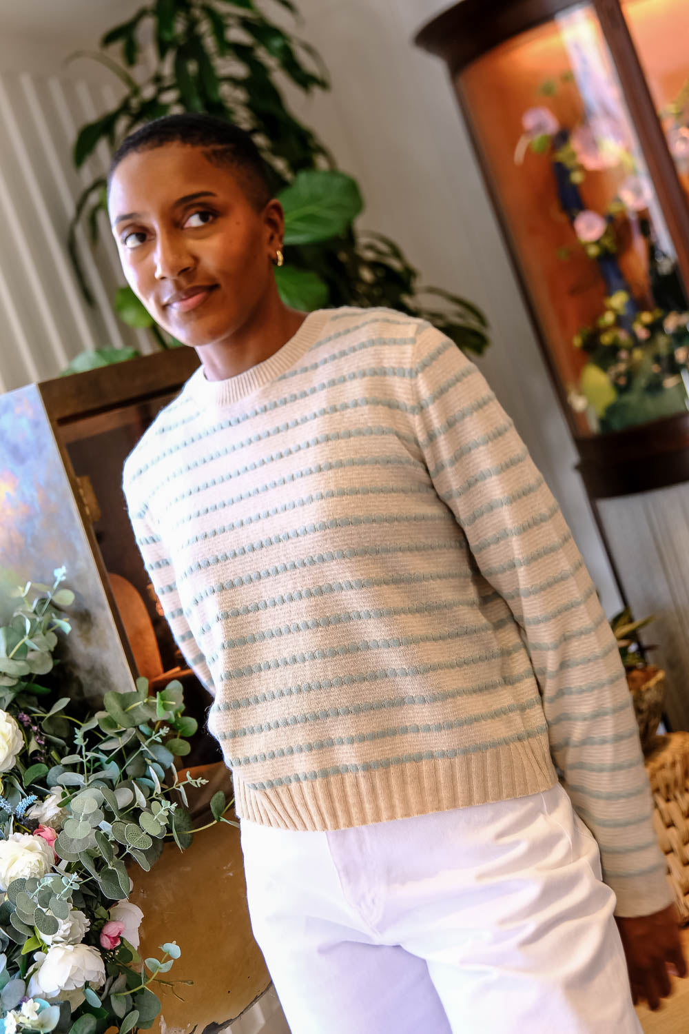 GUEST IN RESIDENCE | PEBBLE STRIPE SHRUNKEN CREWNECK