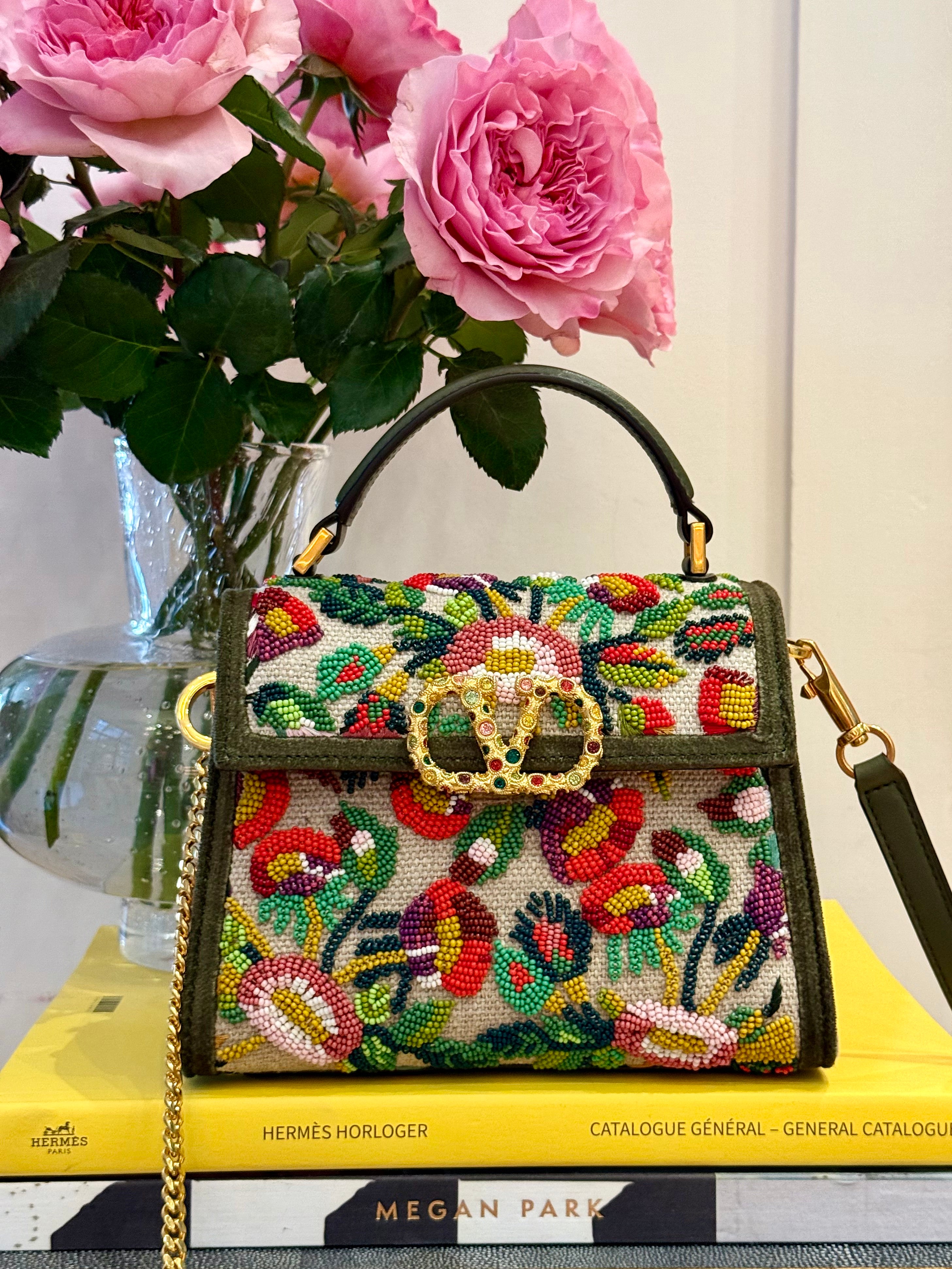 VALENTINO | VSLING MINI EMBROIDERED HANDBAG WITH JEWEL LOGO