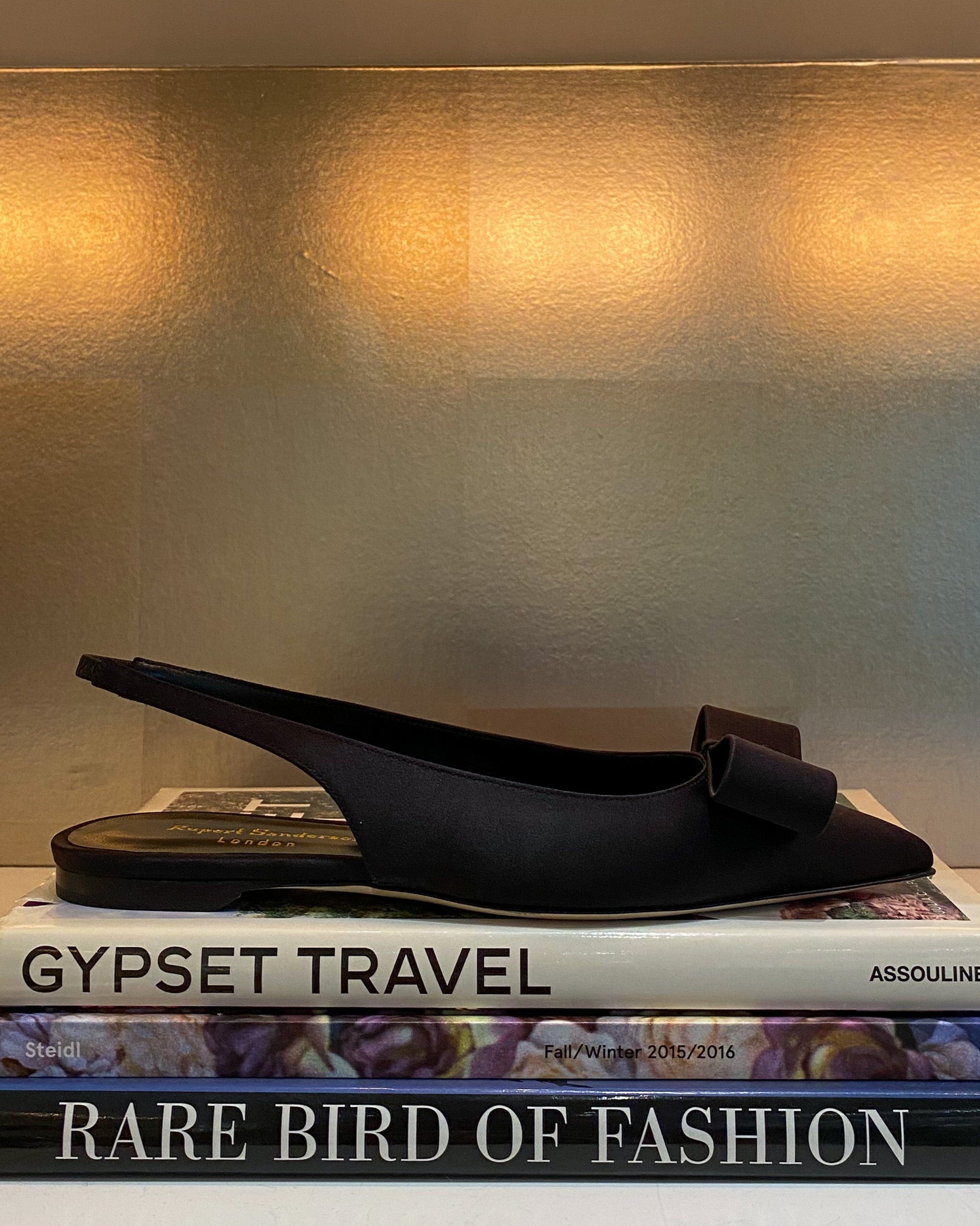 RUPERT SANDERSON | SATIN MEPHISTO SLINGBACK FLAT