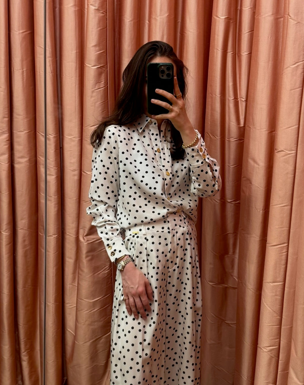 polka dot button down shirt