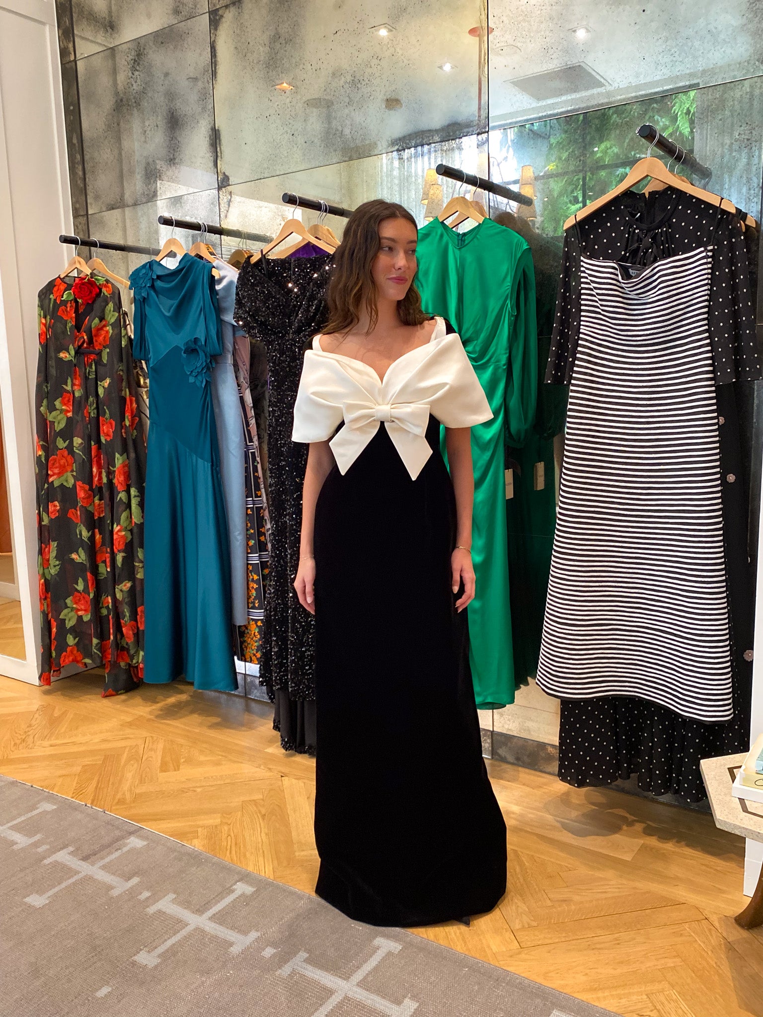 RICHARD QUINN | SHORT SLEEVE OFF THE SHOULDER WRAP DRESS