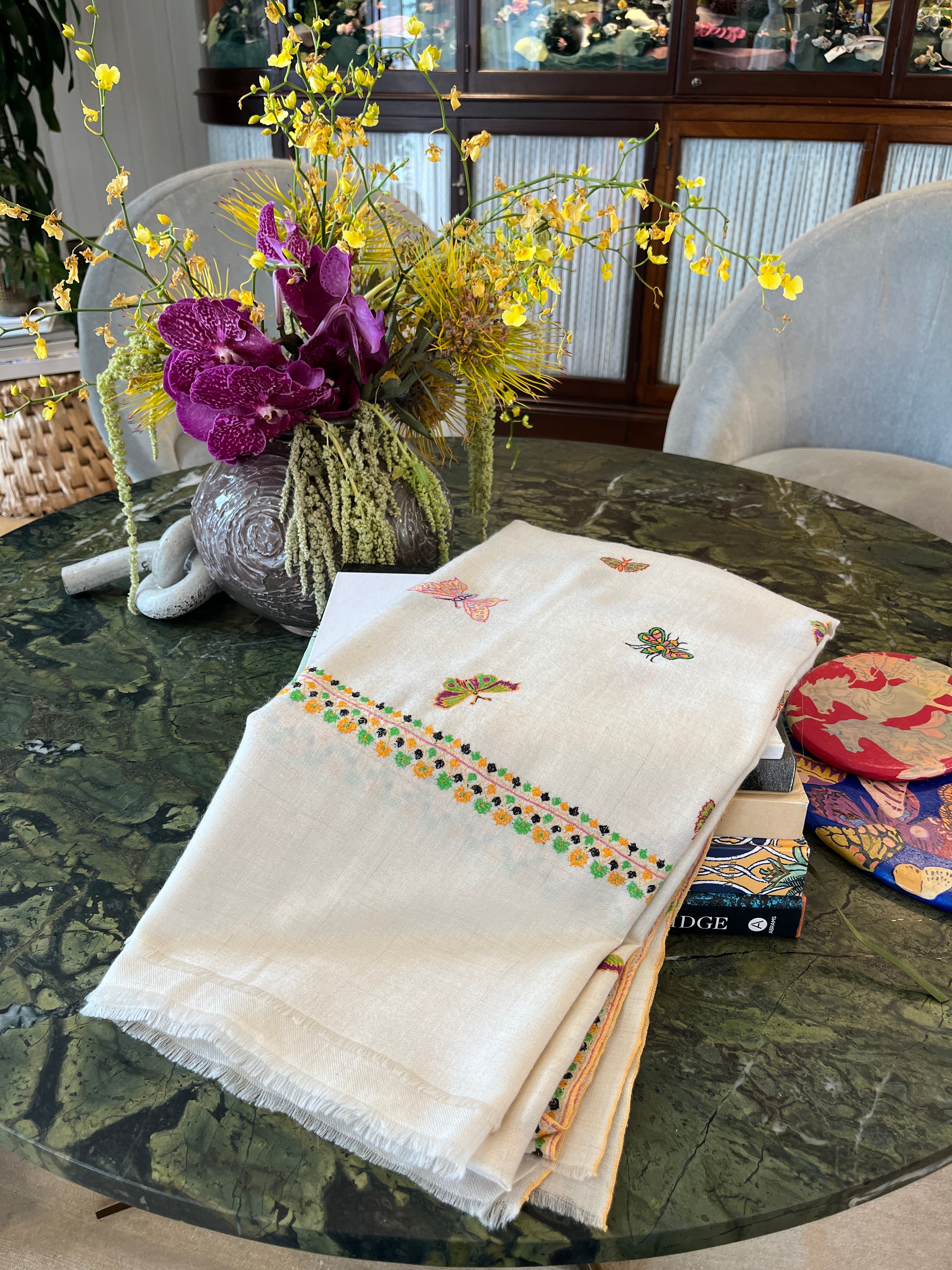 YASER | BUTTERFLY EMBROIDERED SHAWL