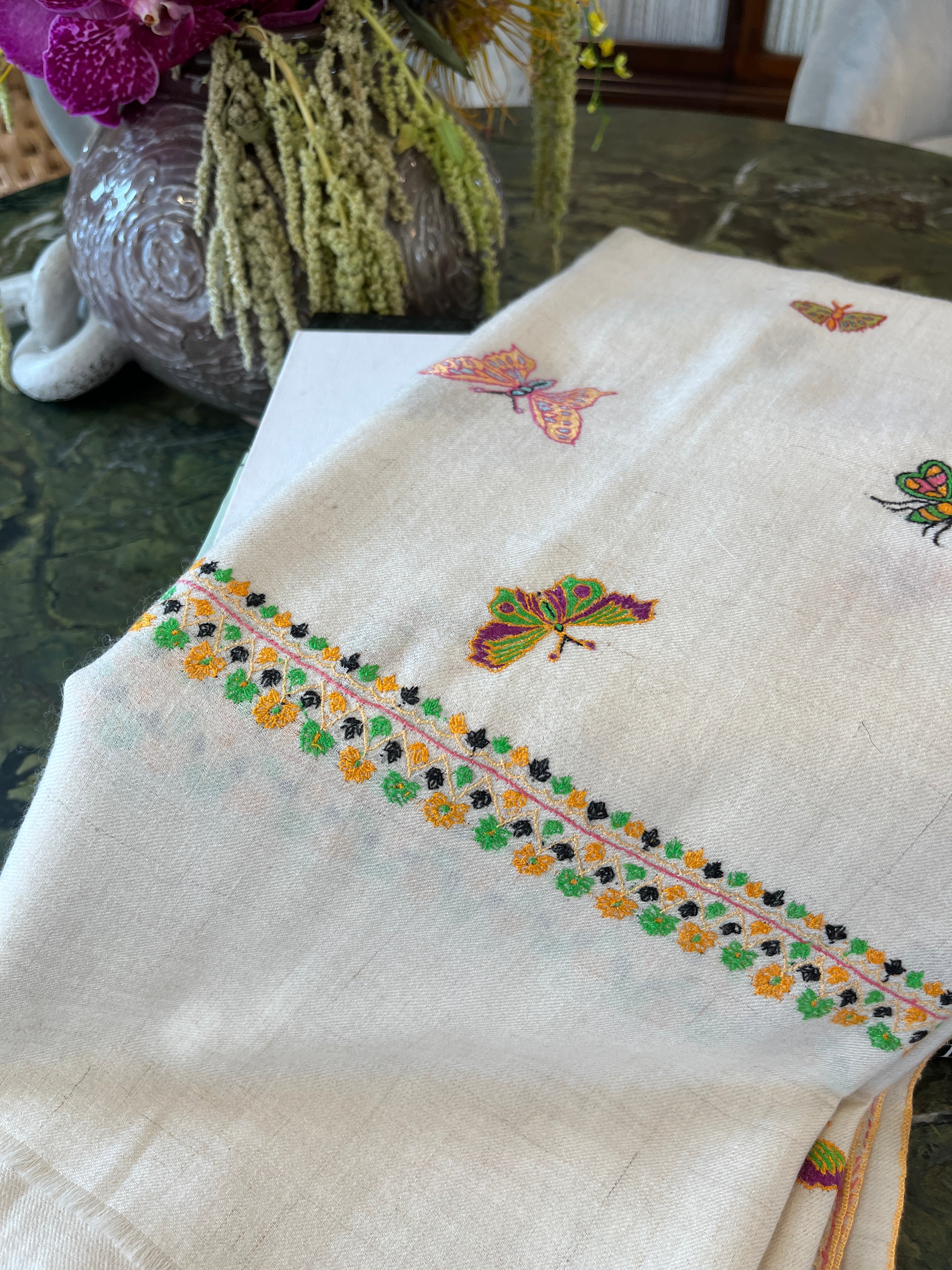 YASER | BUTTERFLY EMBROIDERED SHAWL