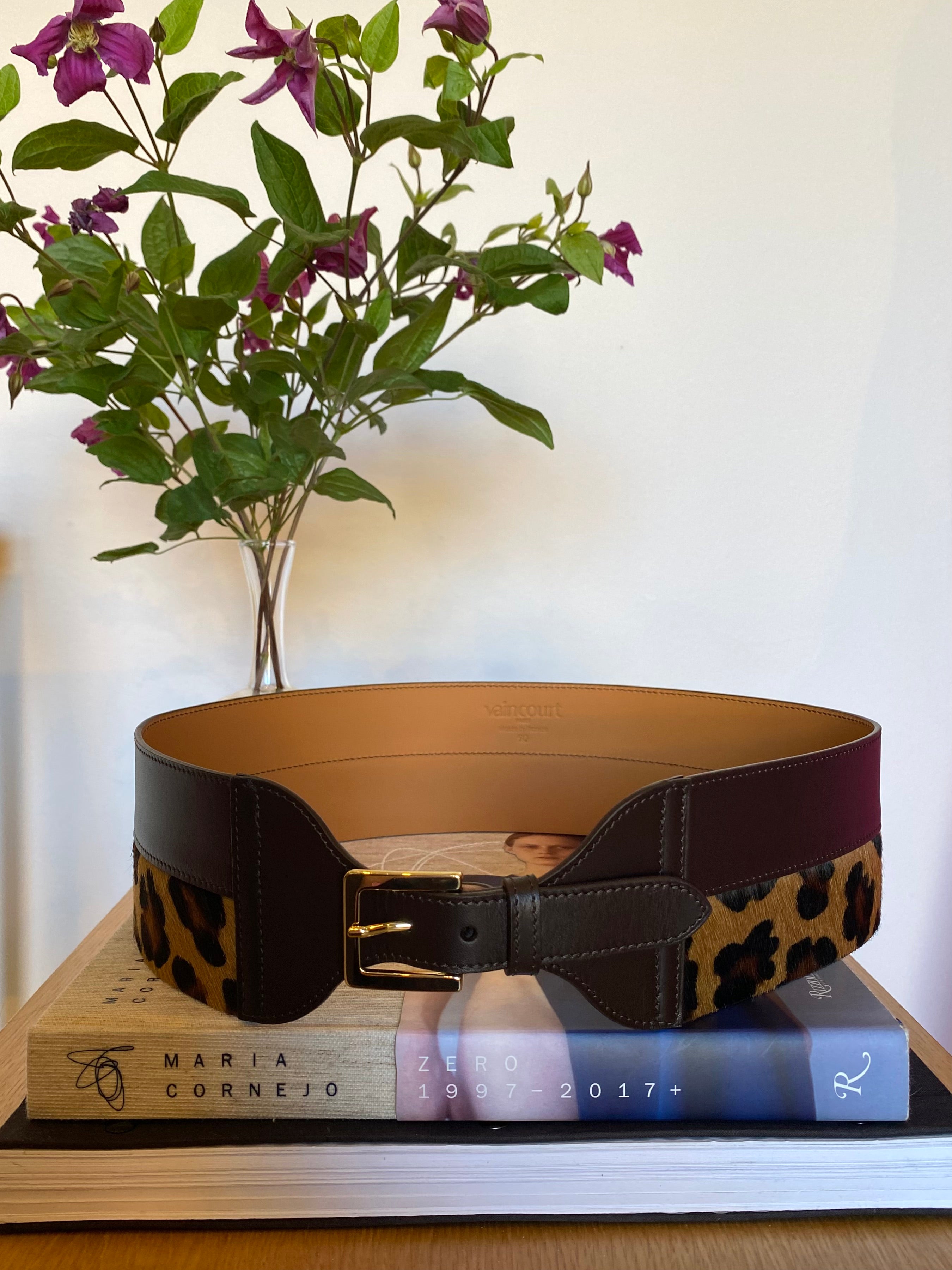 VAINCOURT | WIDE LEATHER AND LEOPARD BELT