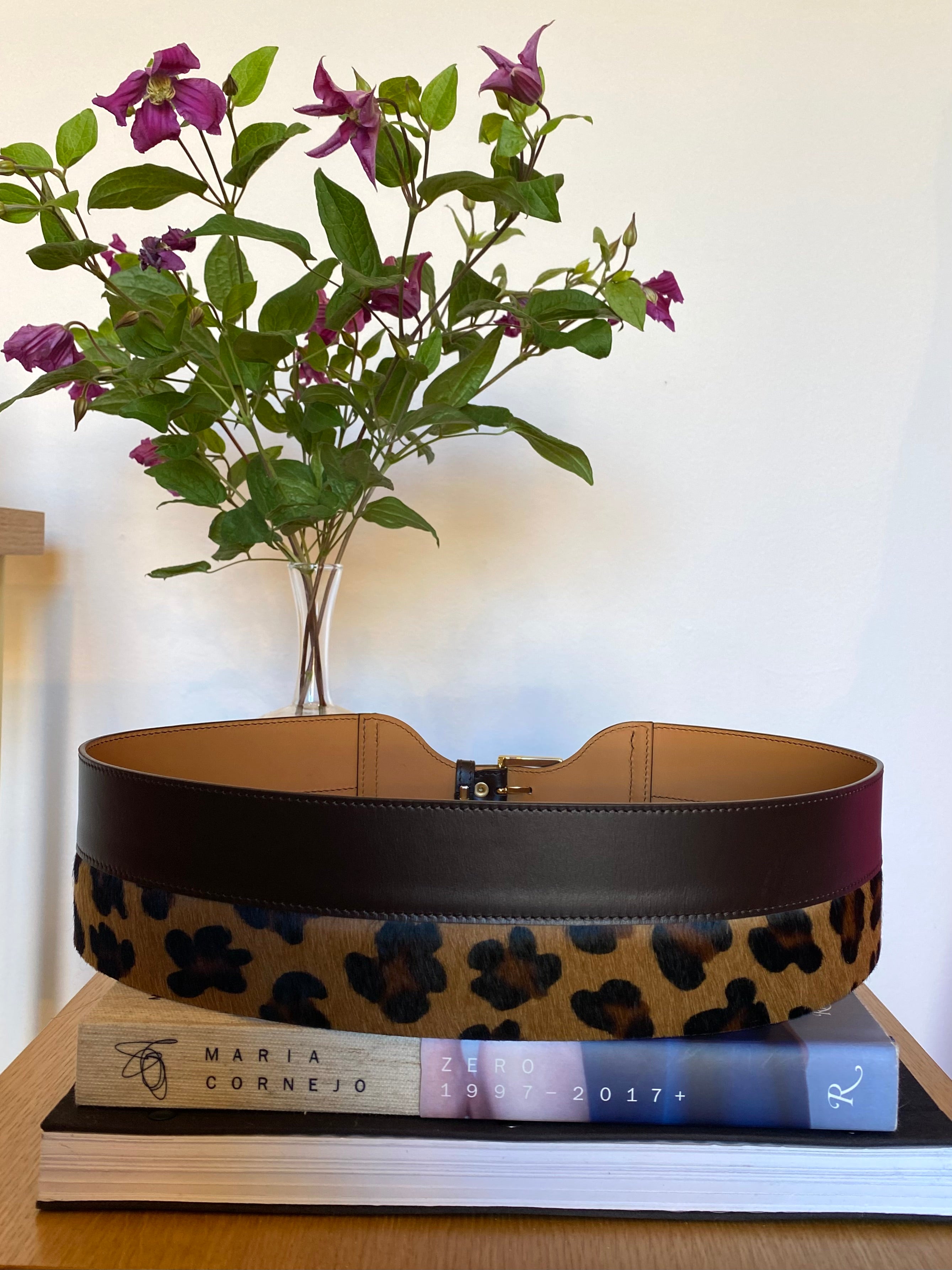 VAINCOURT | WIDE LEATHER AND LEOPARD BELT
