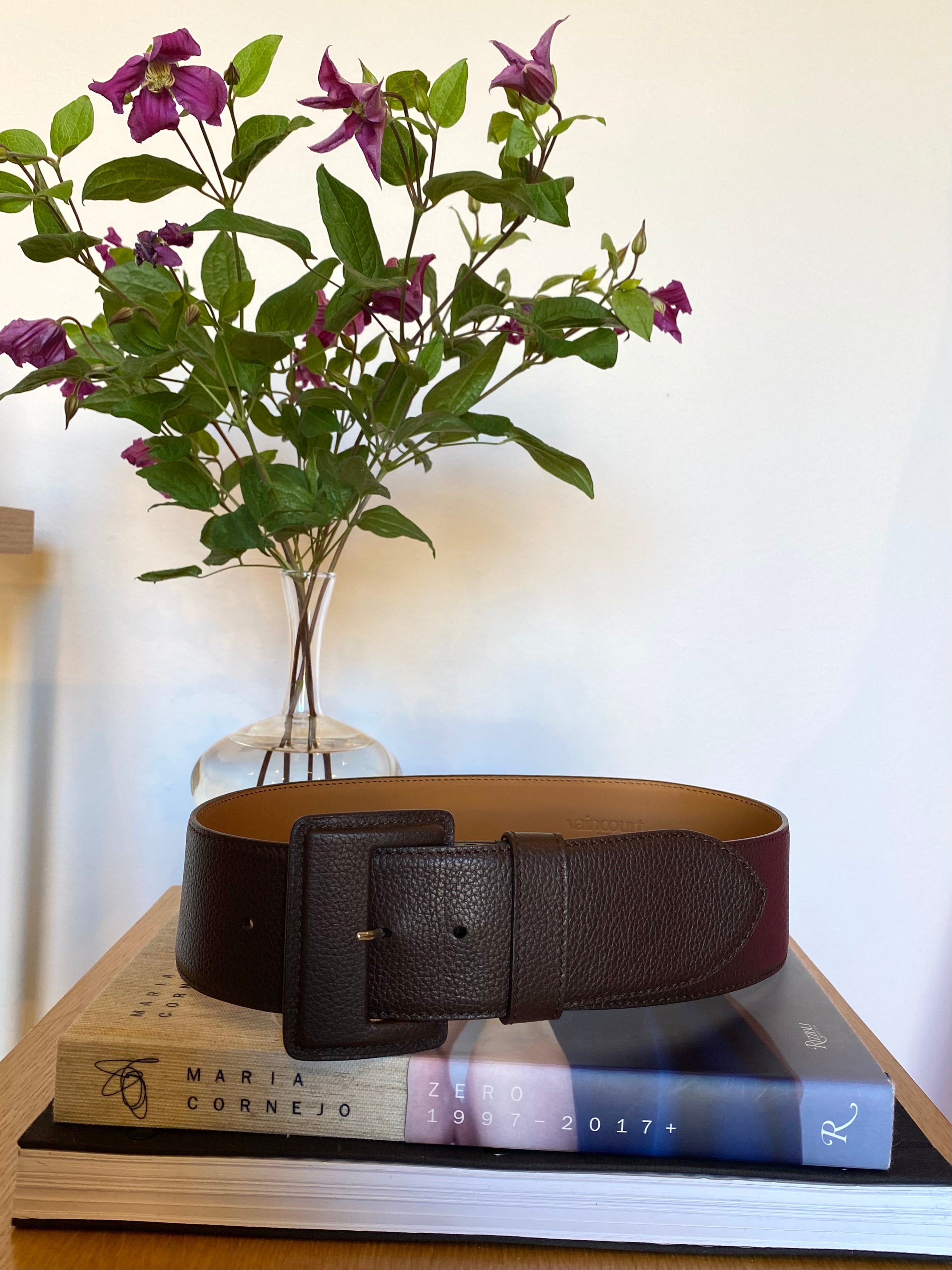 VAINCOURT | WIDE PEBBLE LEATHER BELT
