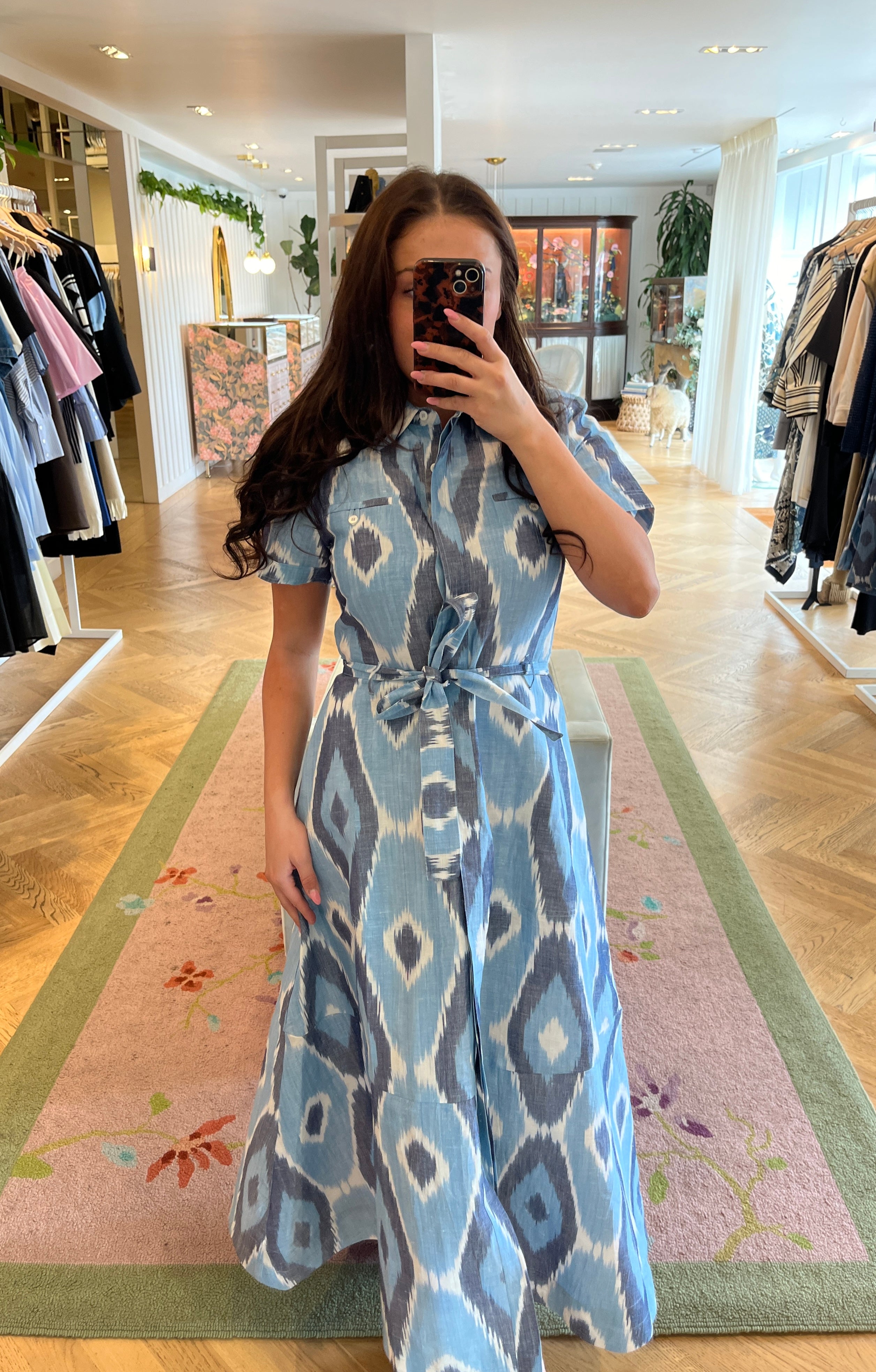EMPORIO SIRENUSE | LINEN IKAT GISELLE MIDI DRESS