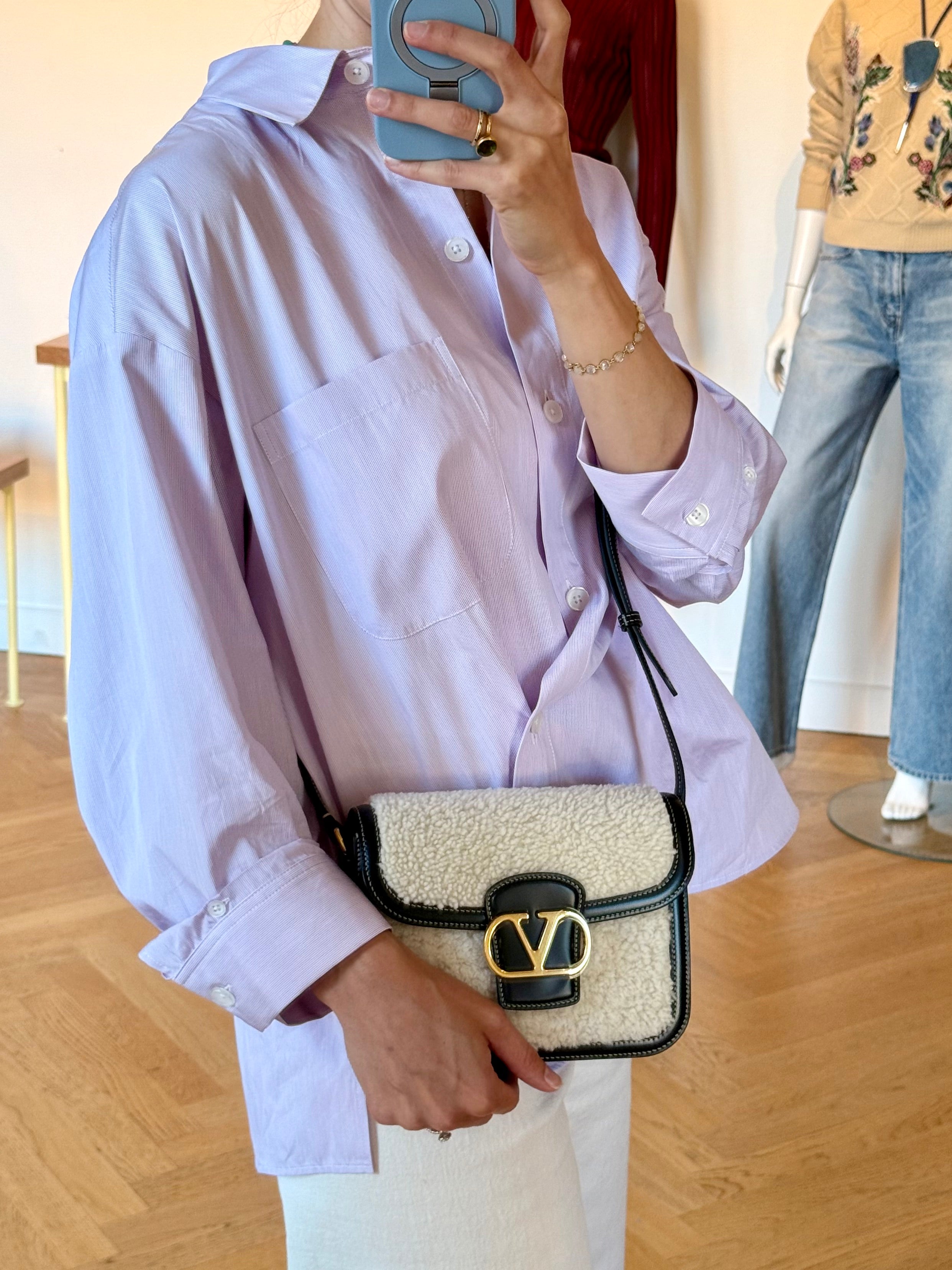 VALENTINO | 9 TO 5 SHEARLING SHOULDER BAG