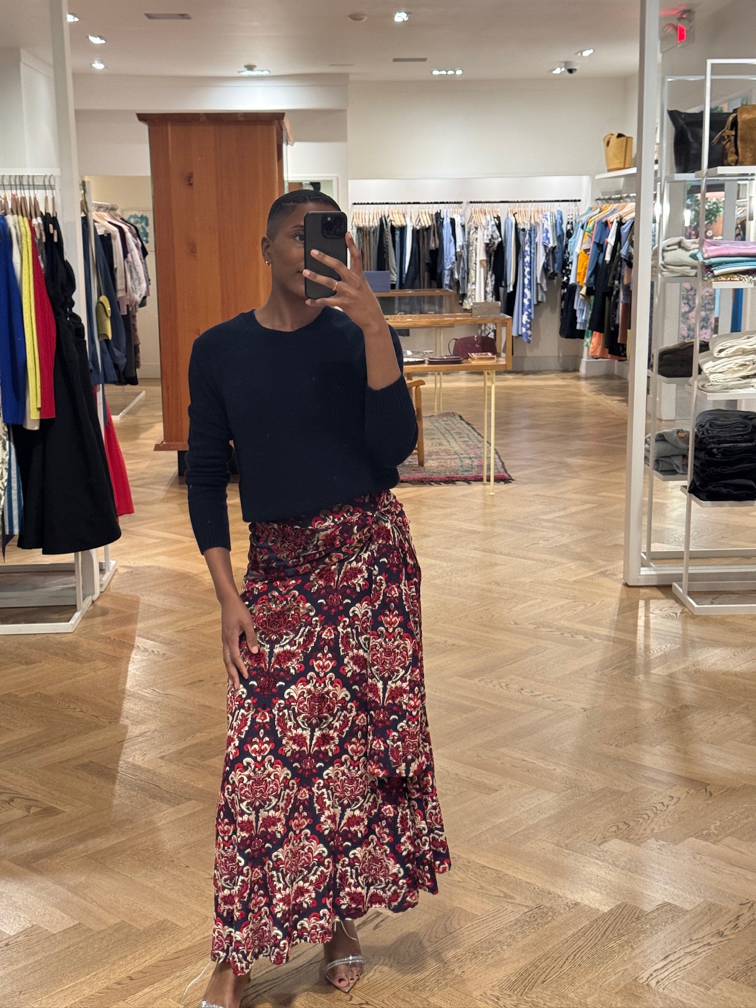 RABANNE | VELVET GATHERED MAXI SKIRT