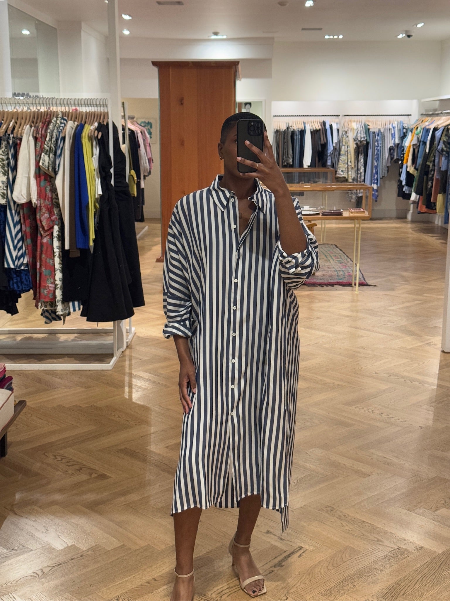 MARTIN GRANT | LONG SLEEVE STRIPED OVERSIZED SHIRTDRESS