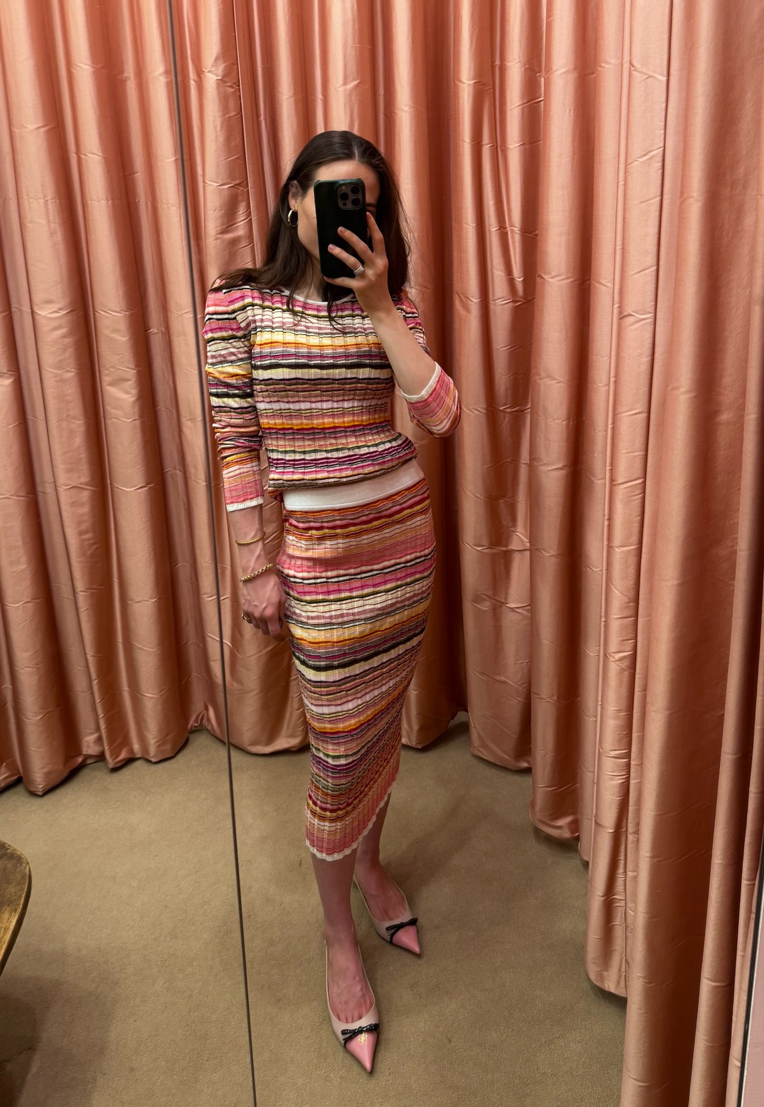 MISSONI | STRIPED HIGH WAISTED KNIT MIDI SKIRT