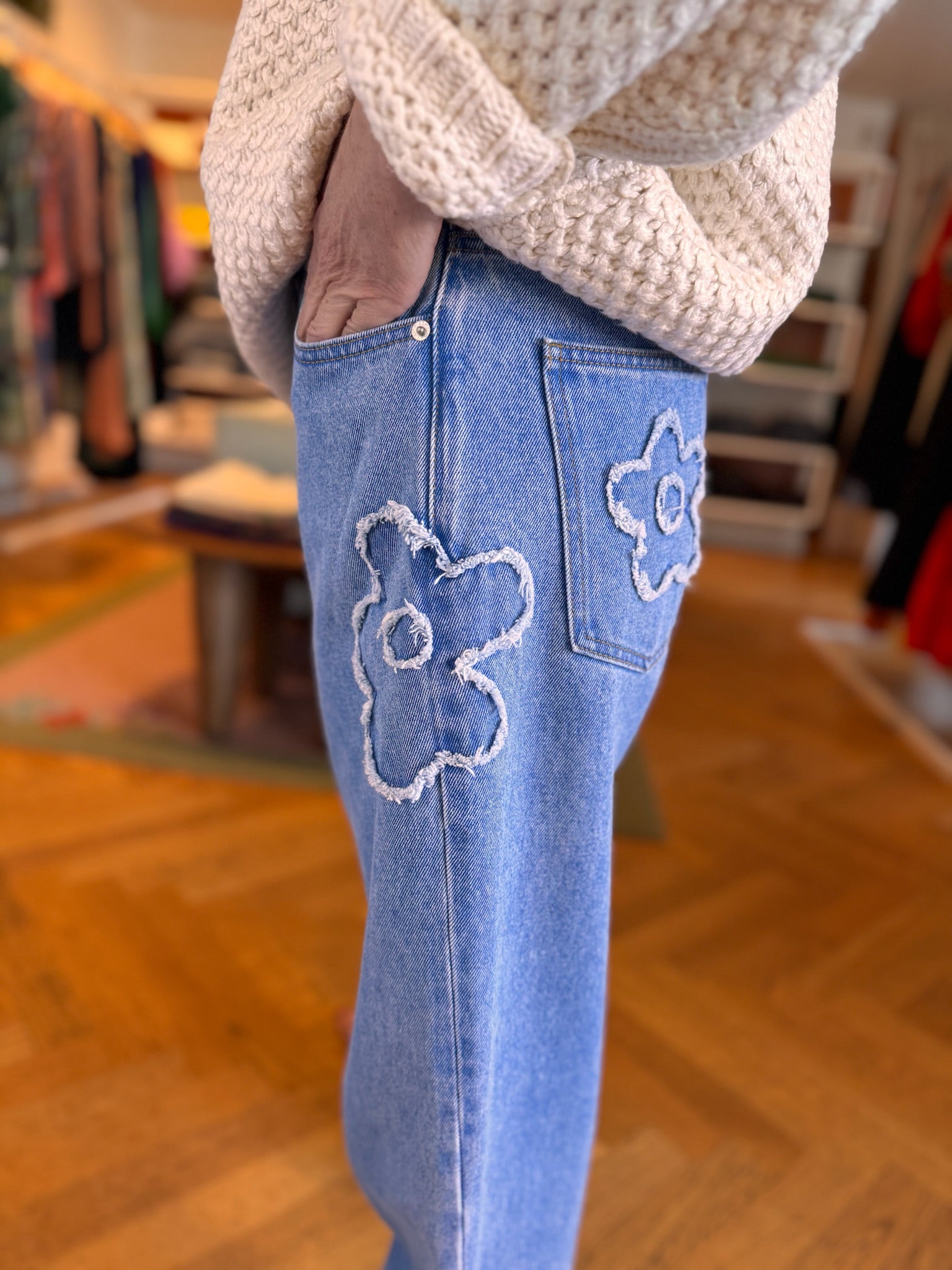 MARNI | MID RISE FLORAL CROPPED JEANS