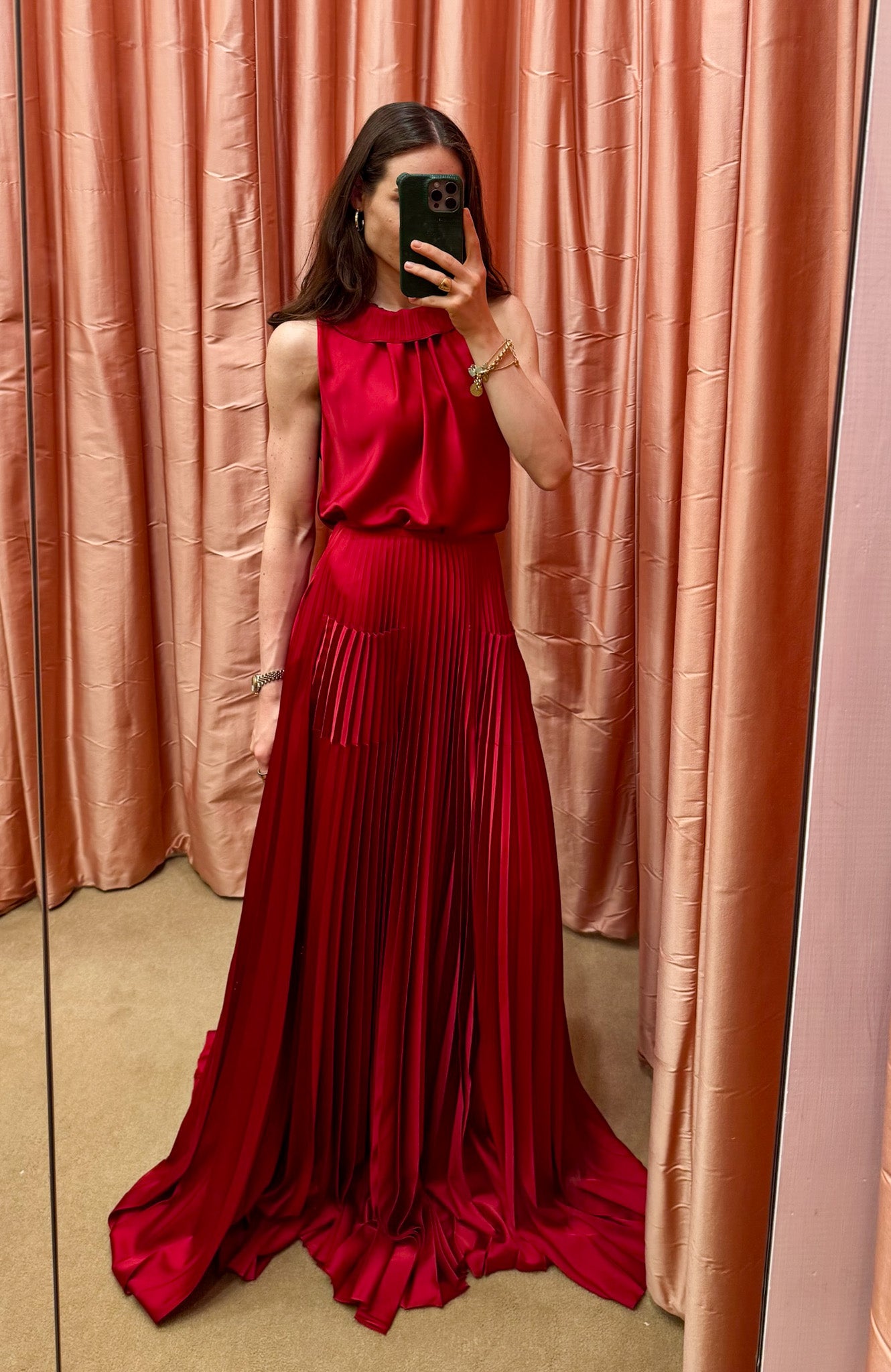 JULIE DE LIBRAN | SLEEVELESS HIGH NECK SATIN ROSE BLOUSE
