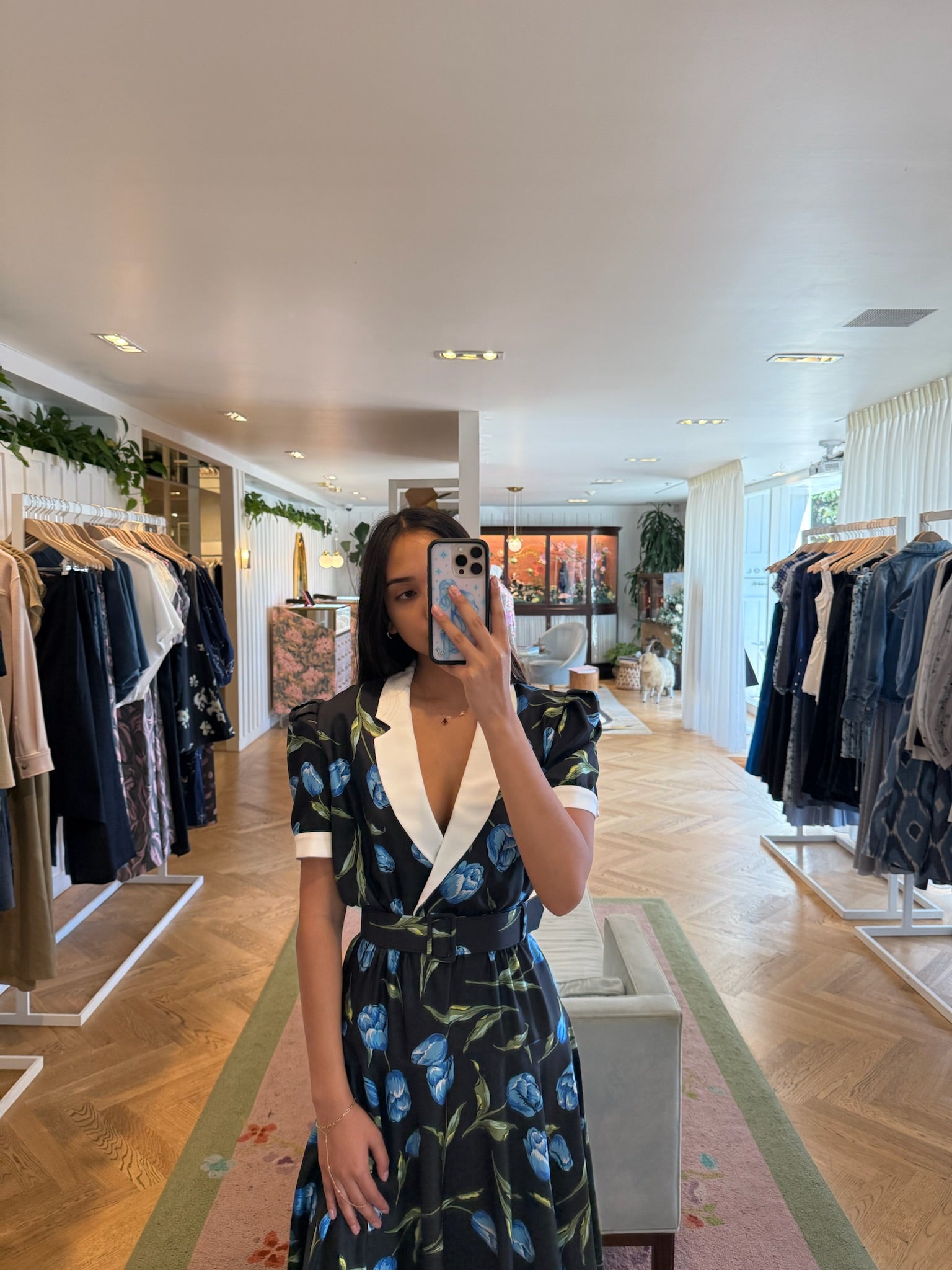 RODARTE | PRINTED SILK TWILL MIDI DRESS