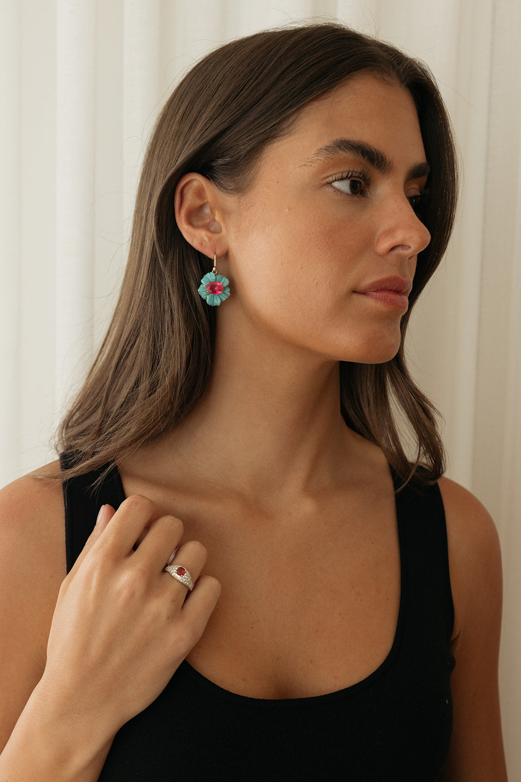 IRENE NEUWIRTH | TROPICAL FLOWER EARRINGS OOAK | WOMEN'S LUXURY DESIGNER CLOTHING, SHOES, HANDBAGS & JEWELRY | CAPITOL CHARLOTTE, NC & BRENTWOOD, CA