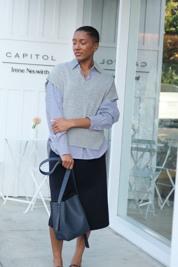 JAMIE HALLER | BLUE STRIPE WEEKEND SHIRT | WOMEN'S LUXURY DESIGNER CLOTHING, SHOES, HANDBAGS & JEWELRY | CAPITOL CHARLOTTE, NC & BRENTWOOD, CA