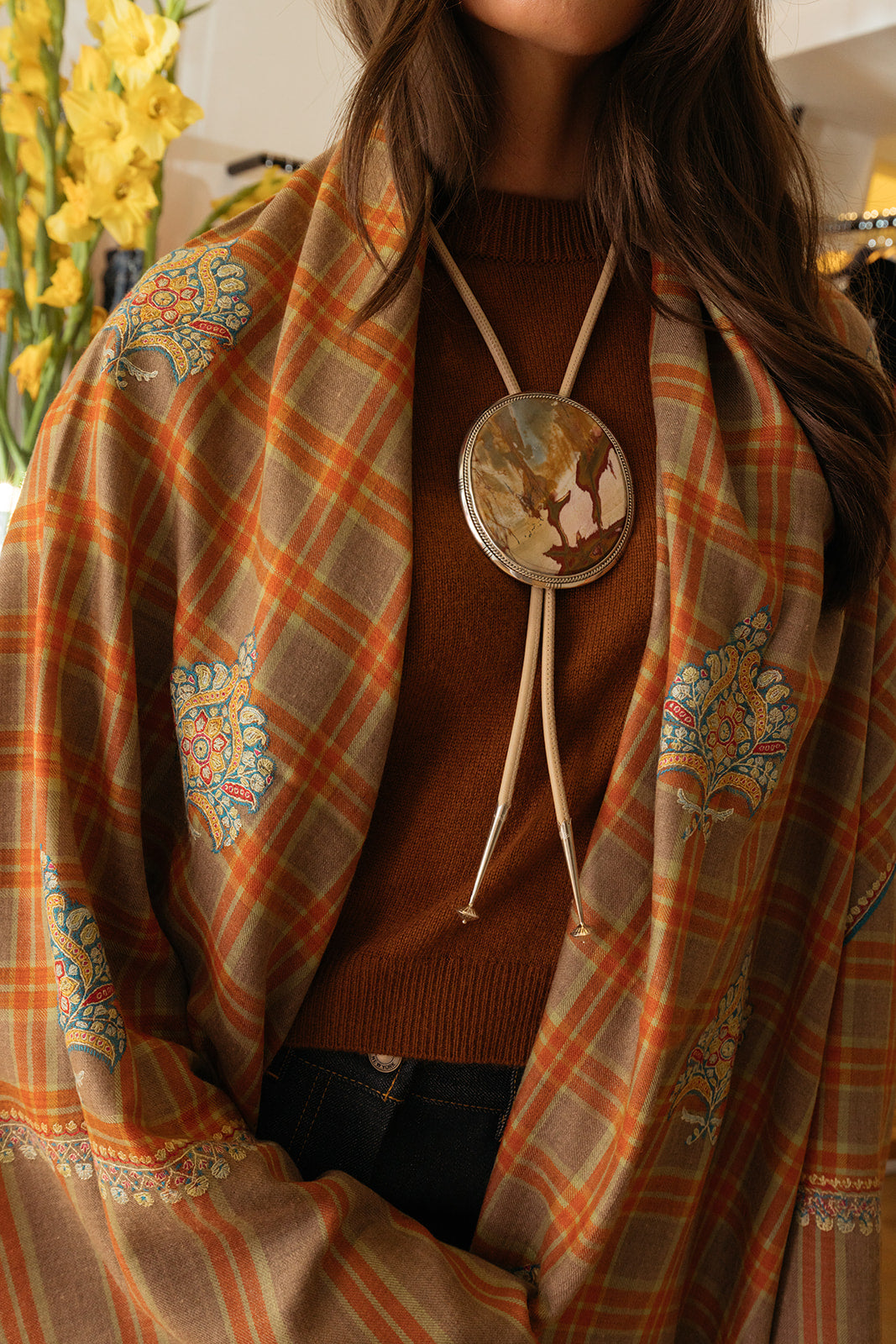 JODY CANDRIAN | ETCHED STERLING BOLO WITH LANDSCAPE JASPER | WOMEN'S LUXURY DESIGNER CLOTHING, SHOES, HANDBAGS & JEWELRY | CAPITOL CHARLOTTE, NC & BRENTWOOD, CA