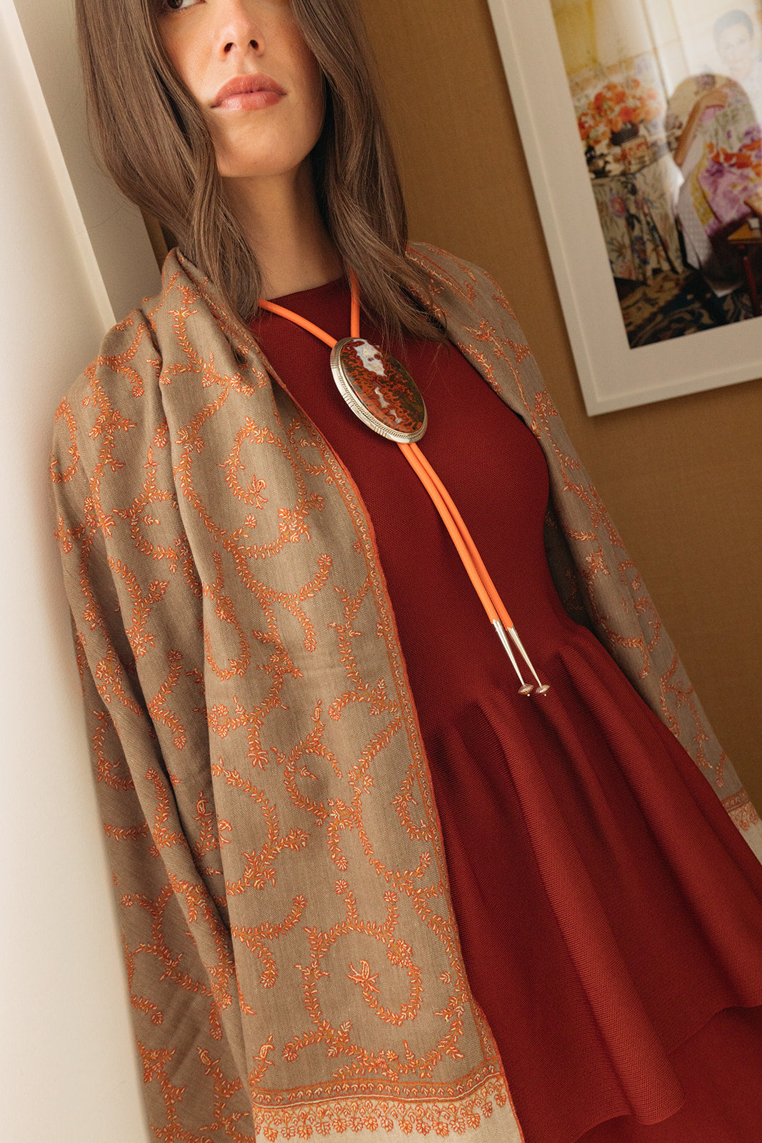 JODY CANDRIAN | ETCHED STERLING BOLO WITH RED LUNA AGATE | WOMEN'S LUXURY DESIGNER CLOTHING, SHOES, HANDBAGS & JEWELRY | CAPITOL CHARLOTTE, NC & BRENTWOOD, CA