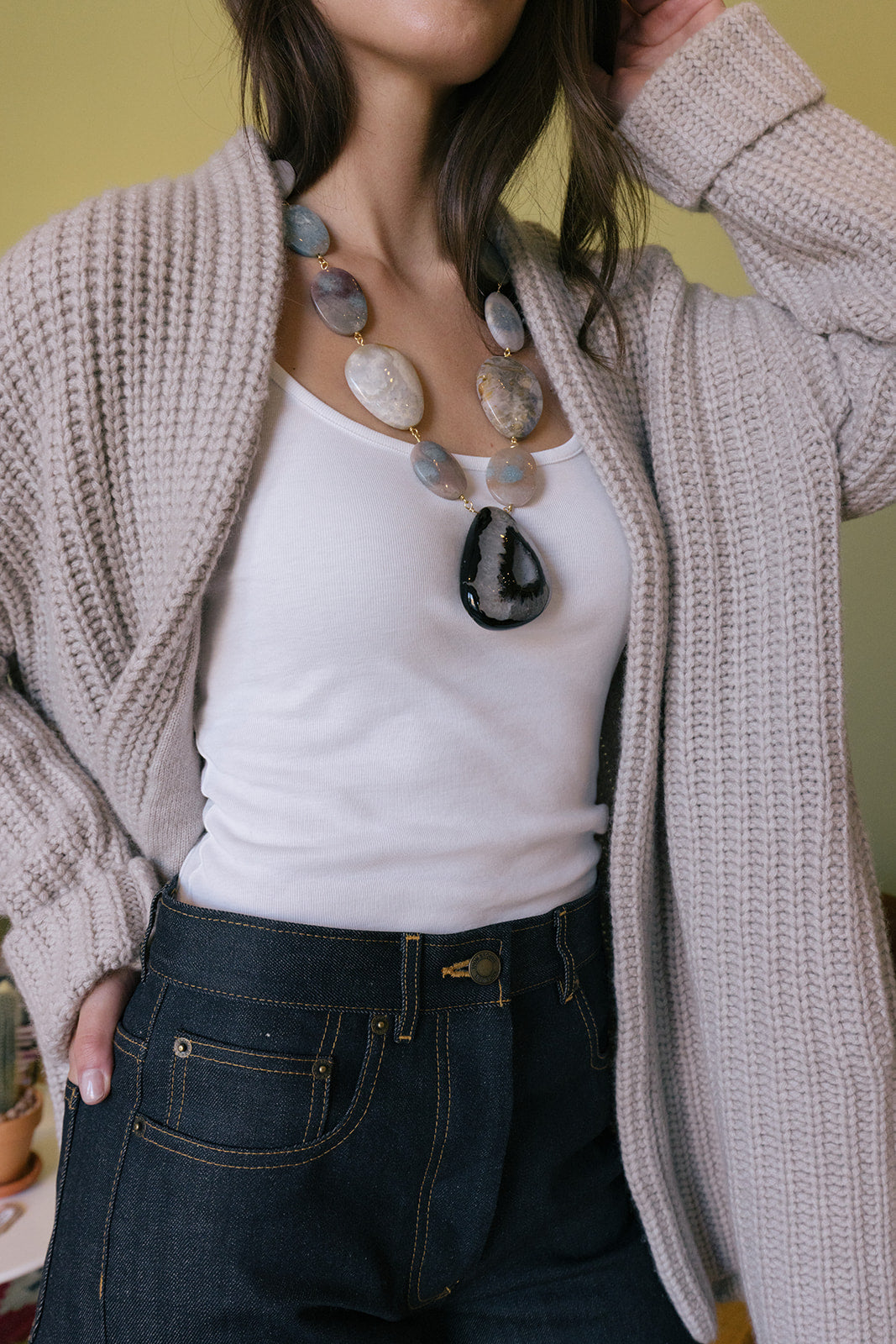 JODY CANDRIAN | TRIOLITE LESIOLITE, OCEAN JASPER AND BRAZILIAN AGATE DRUSY NECKLACE | WOMEN'S LUXURY DESIGNER CLOTHING, SHOES, HANDBAGS & JEWELRY | CAPITOL CHARLOTTE, NC & BRENTWOOD, CA