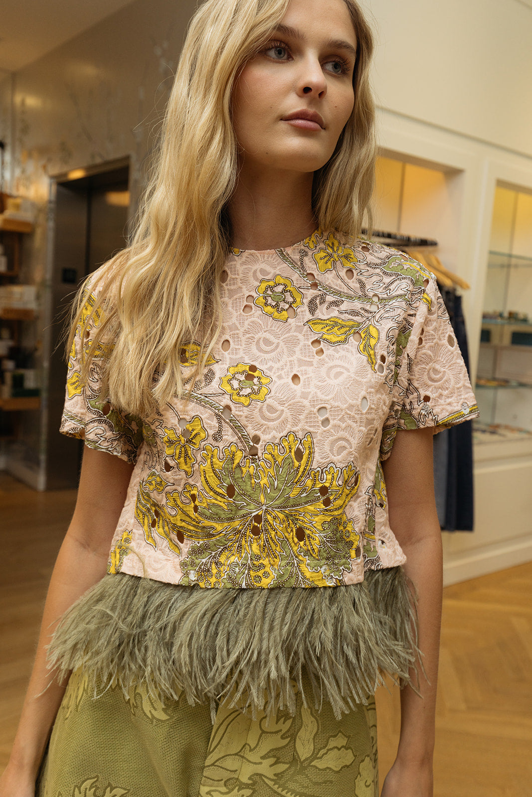LA DOUBLE J | LA SCALA TEE WITH FEATHERS | WOMEN'S LUXURY DESIGNER CLOTHING, JEWELRY & ACCESSORIES | CAPITOL CHARLOTTE, NC & BRENTWOOD, CA