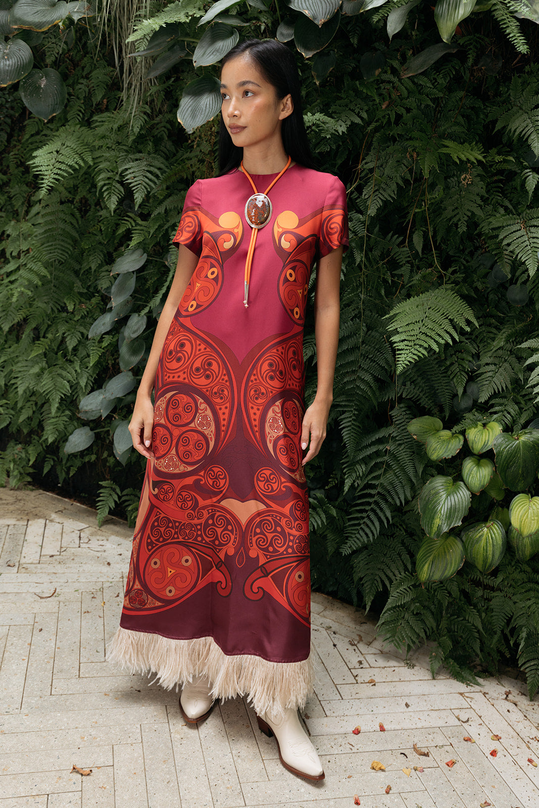 LA DOUBLE J | PRINTED SWING DRESS W FEATHERS | WOMEN'S LUXURY DESIGNER CLOTHING, SHOES, HANDBAGS & JEWELRY | CAPITOL CHARLOTTE, NC & BRENTWOOD, CA