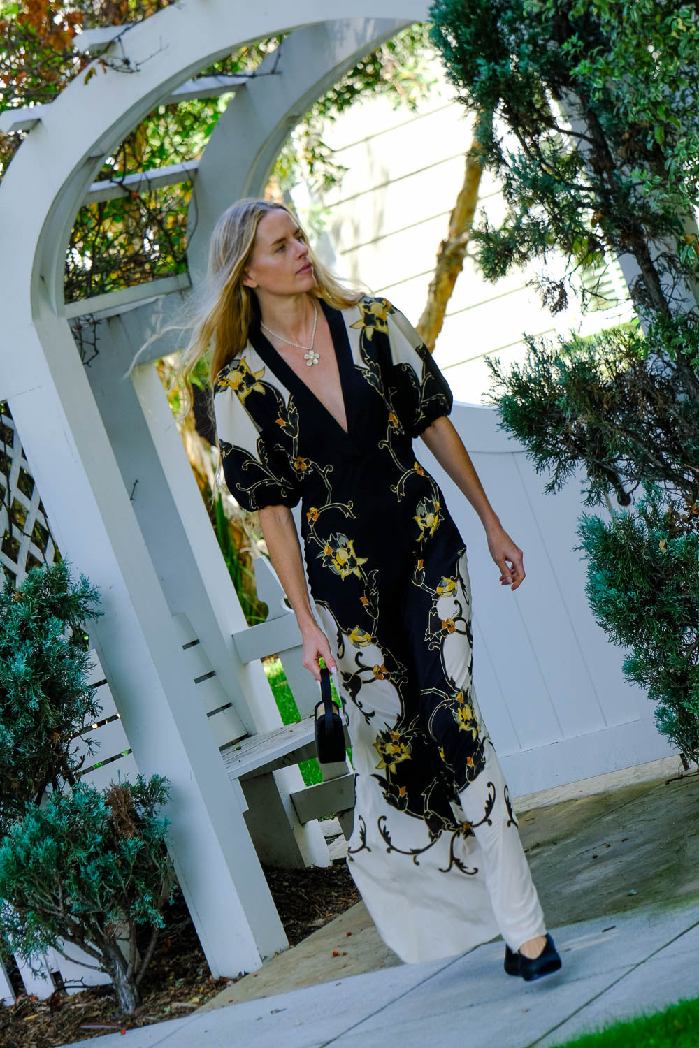 LA DOUBLE J | VNECK MARLENE MIDI DRESS | WOMEN'S LUXURY DESIGNER CLOTHING, SHOES, HANDBAGS & JEWELRY | CAPITOL CHARLOTTE, NC & BRENTWOOD, CA