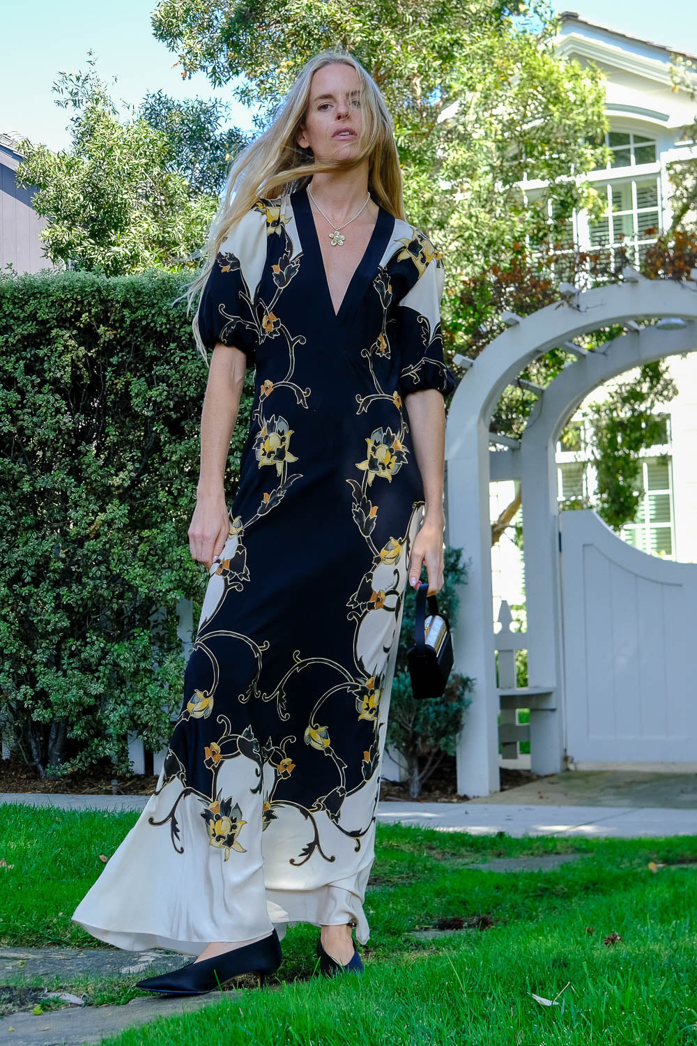 LA DOUBLE J | VNECK MARLENE MIDI DRESS | WOMEN'S LUXURY DESIGNER CLOTHING, SHOES, HANDBAGS & JEWELRY | CAPITOL CHARLOTTE, NC & BRENTWOOD, CA