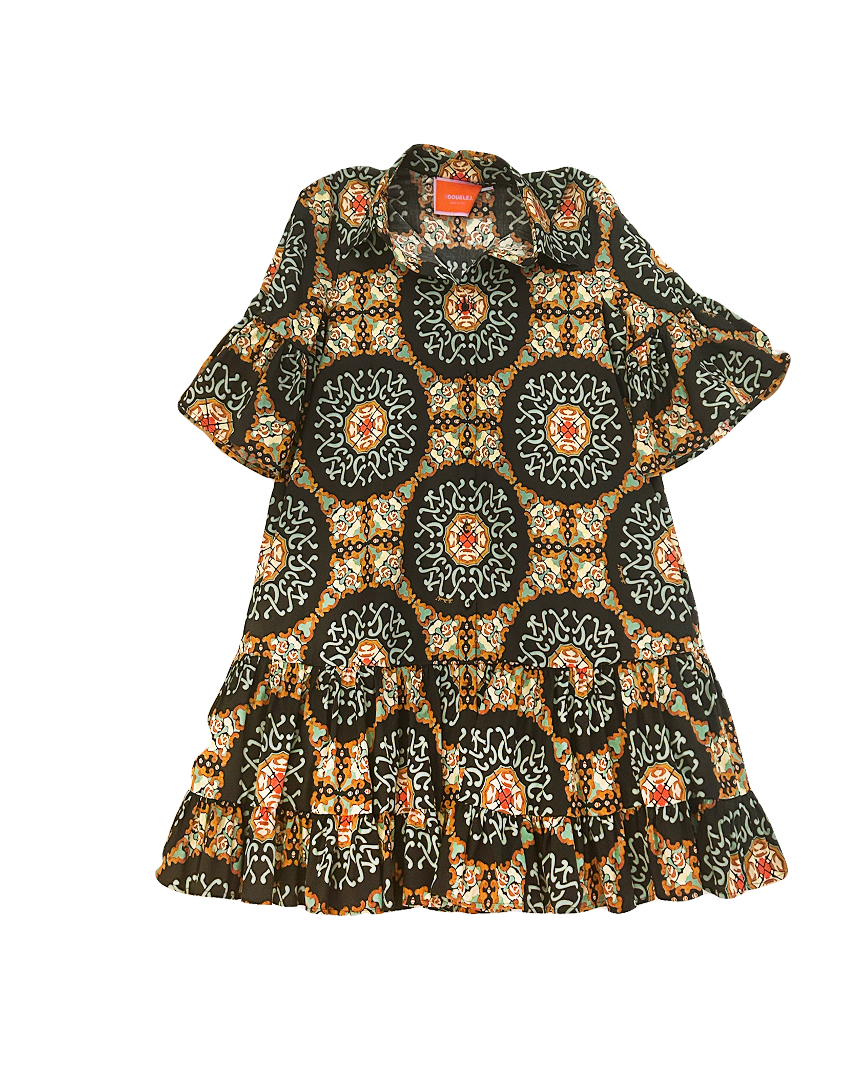 LA DOUBLE J | SHORT SLEEVE COTTON PRINTED CHOUX SHORT DRESS