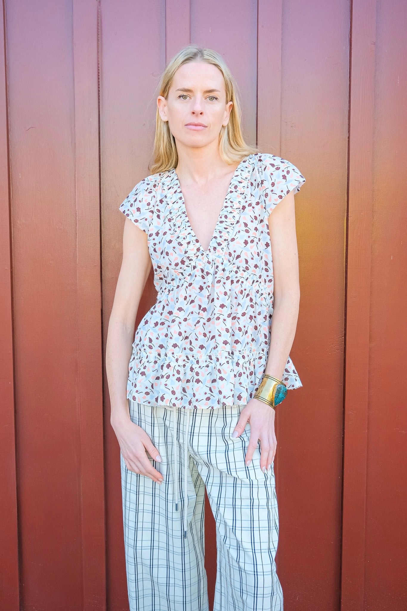 LEE MATHEWS | PRINTED HOLLY TOP | WOMEN'S LUXURY DESIGNER CLOTHING, SHOES, HANDBAGS & JEWELRY | CAPITOL CHARLOTTE, NC & BRENTWOOD, CA