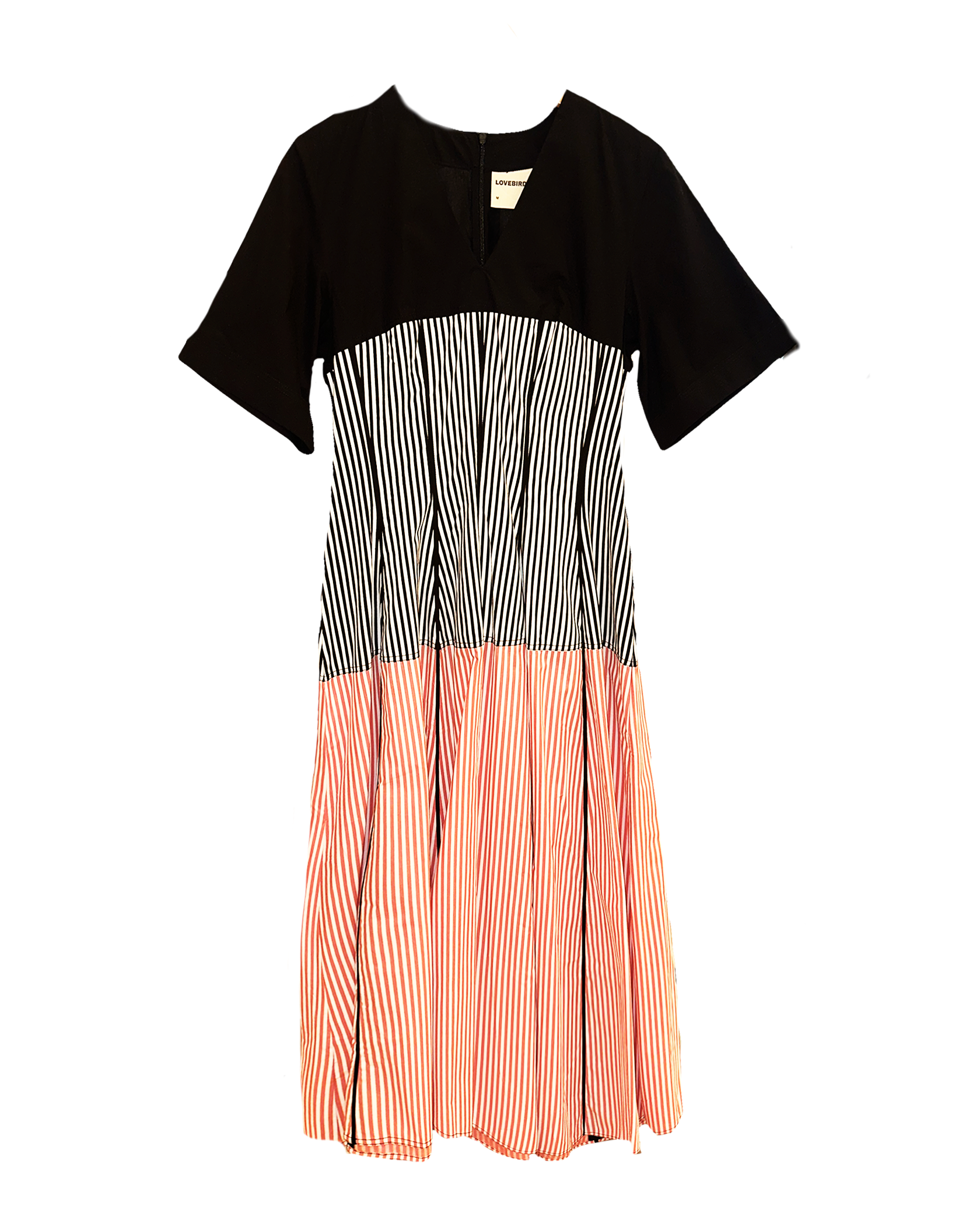 LOVEBIRDS | SHORT SLEEVE LINEAR LINES DRESS