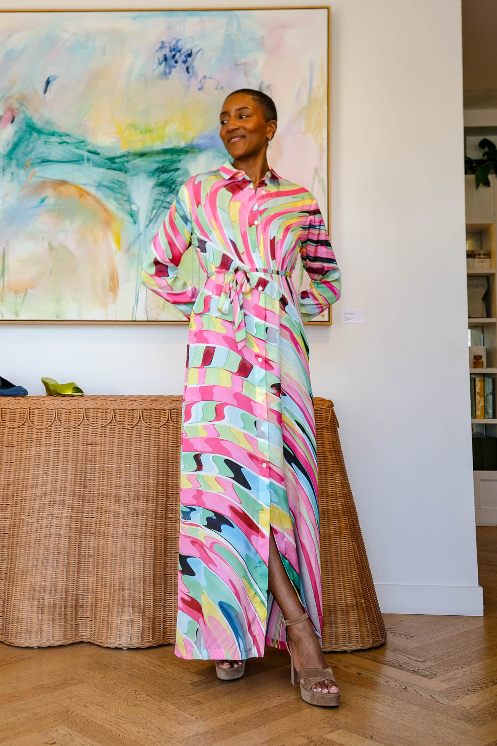 MARY KATRANTZOU | TWILL PRINTED TORINO MIDI DRESS | WOMEN'S LUXURY DESIGNER CLOTHING, SHOES, HANDBAGS & JEWELRY | CAPITOL CHARLOTTE, NC & BRENTWOOD, CA